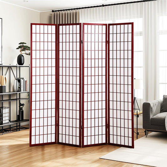 NicBex Room Divider 4 Panel Room Dividers with Oriental Style Partition Room Dividers and Folding Privacy Screens Wall Divider for Home, Office, Room Separation,72" W x 2" D x 72" H, Cherry - Lumora Desk