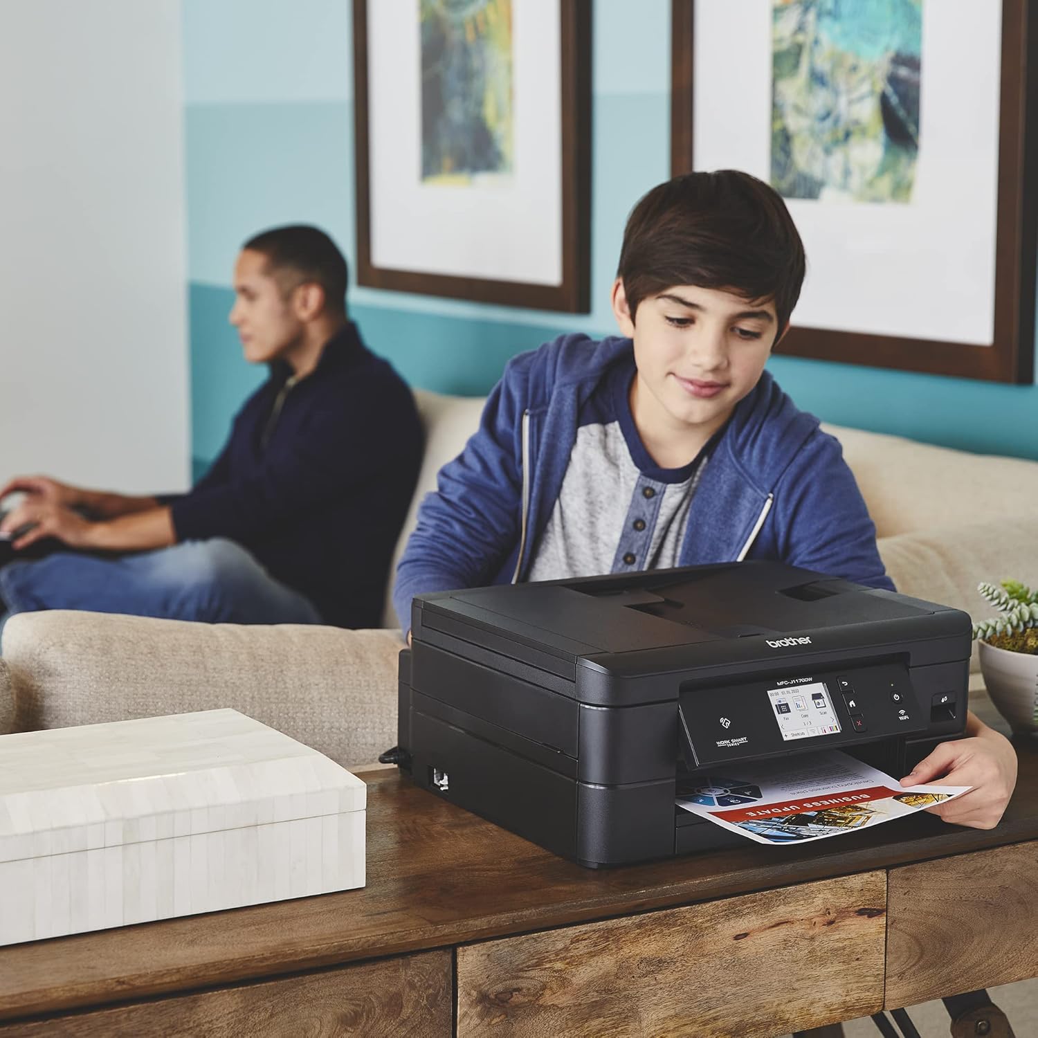 Brother MFC-J1170DW Wireless Color Inkjet All-in-One Printer, NFC One-Touch Print, Duplex, Cloud Print & Scan, Mobile App Control, 2.7" Touchscreen, Works with Alexa - Lumora Desk