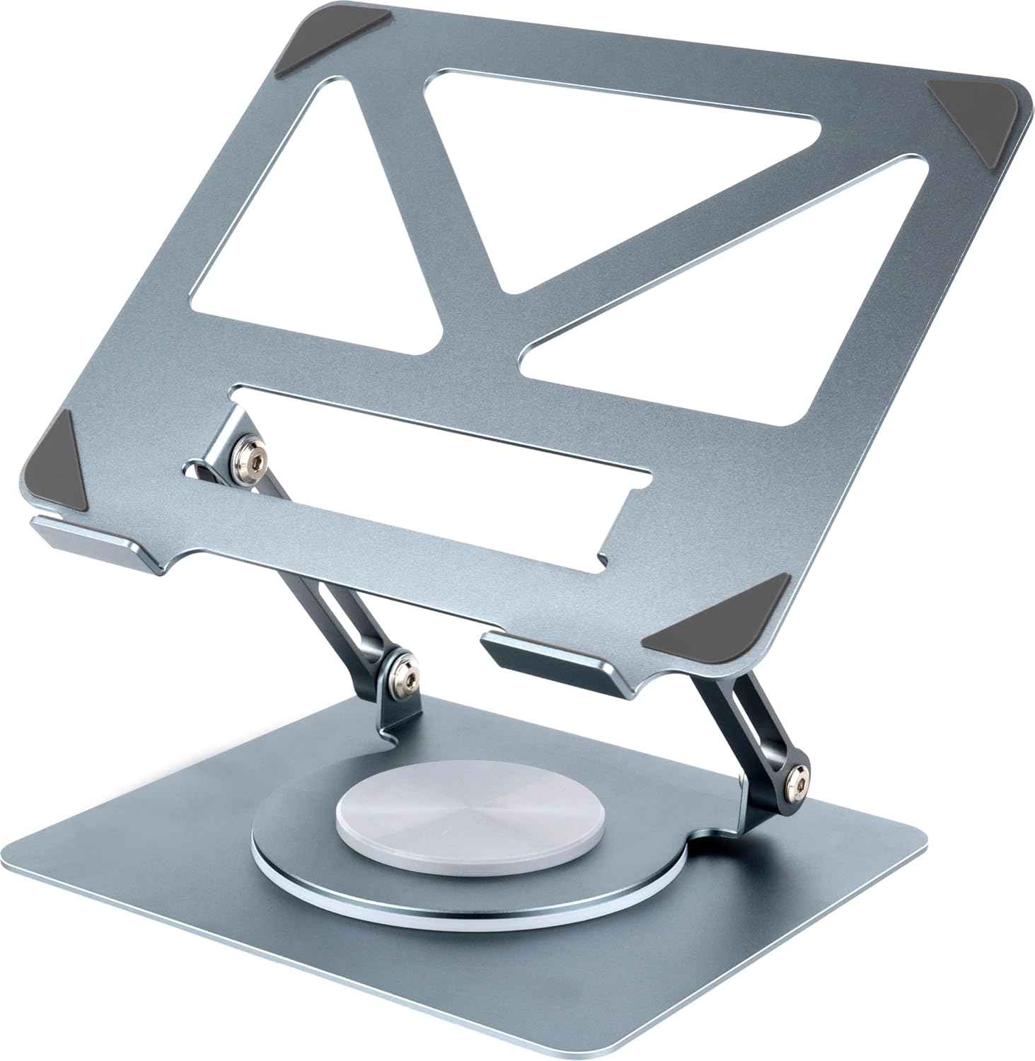 360 Rotating Aluminum Laptop Stand, Adjustable & Foldable Ergonomic Computer Stand, Compatible with MacBook, iPad, Dell, HP up to 16 Inches for Home & Office, Gray