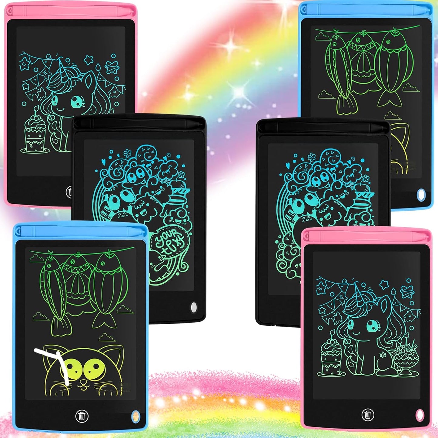 6 Pack LCD Writing Tablet for Kids 8.5 inch, Colorful Drawing Board with One-Click Erase, Lock, and Stylus, No Blue-ray Screen, Drawing Pad Toy for Ages 3-12 Boys and Girls Gifts 3+ Years Old