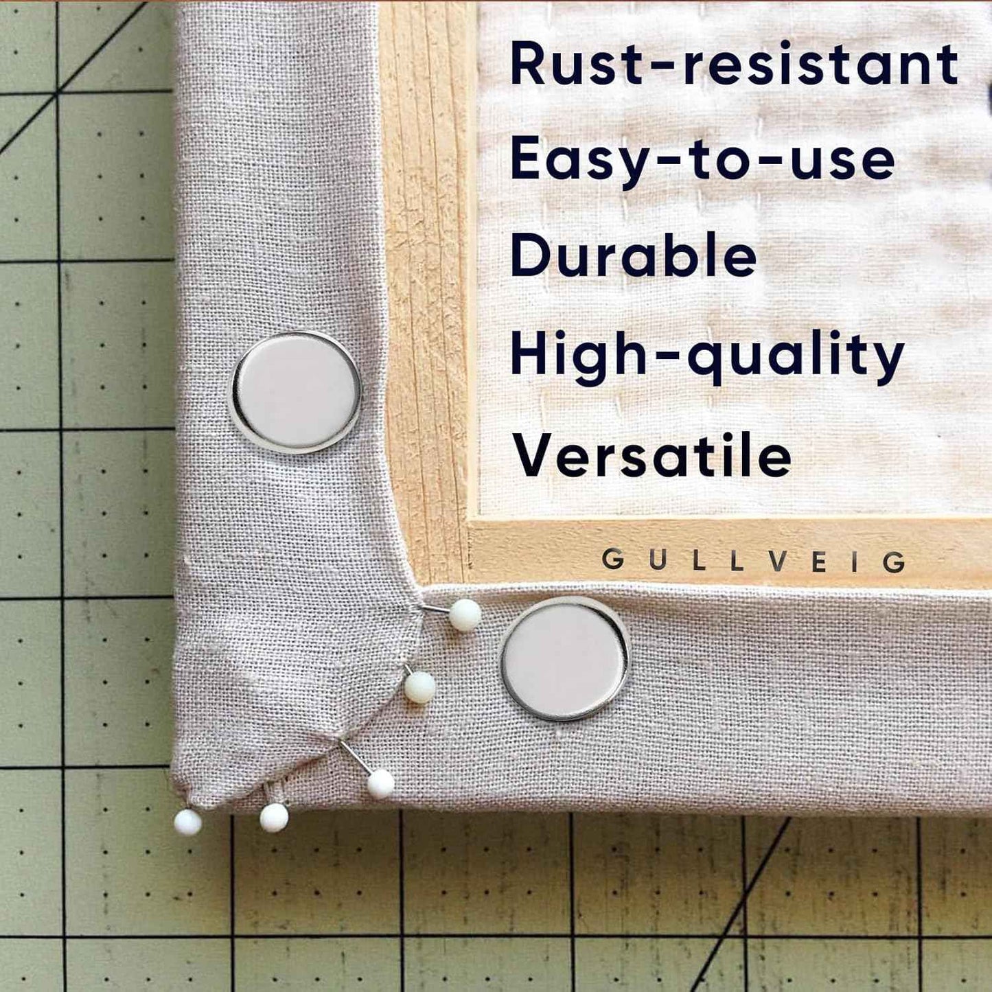 Gullveig Silver Push Pins and Thumb Tacks: Heavy Duty Flat Upholstery, Long Carpet Tacks, and Decorative Nails for Wood and Fabric, 30 Count