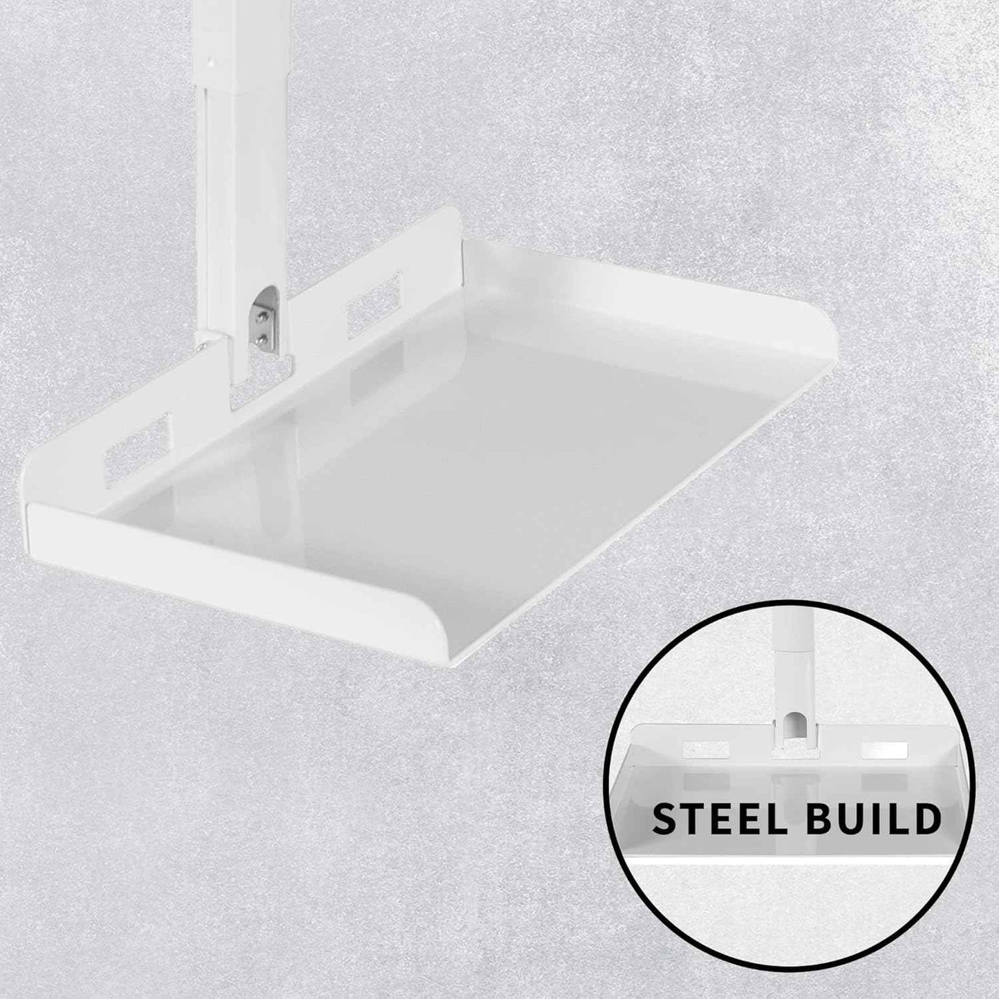 VIVO Universal Ceiling Extending Projector Tray Mount, Height Adjustable Projection, No Hole Installation, Hidden Cable Routing, White, MOUNT-VP08W