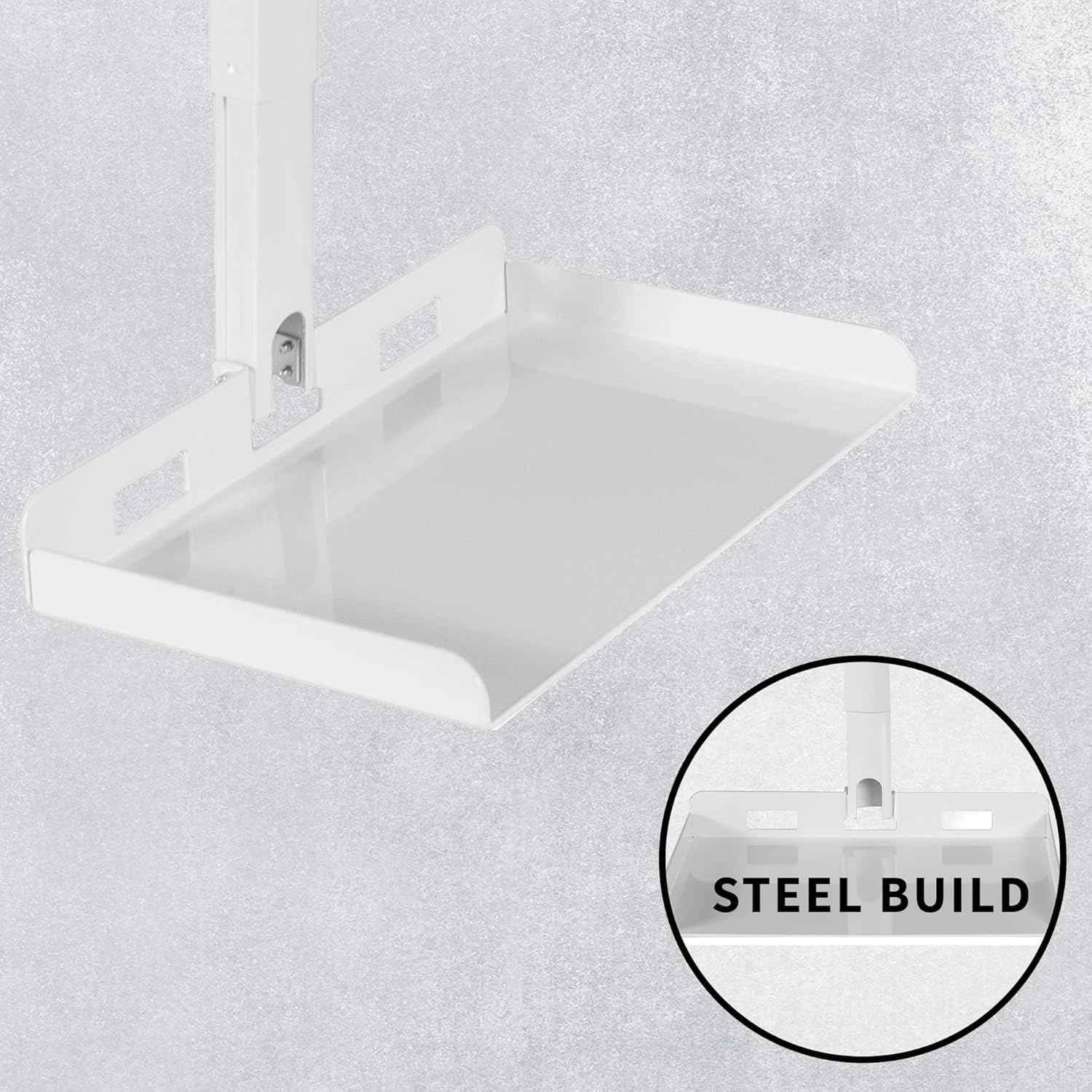 VIVO Universal Ceiling Extending Projector Tray Mount, Height Adjustable Projection, No Hole Installation, Hidden Cable Routing, White, MOUNT-VP08W