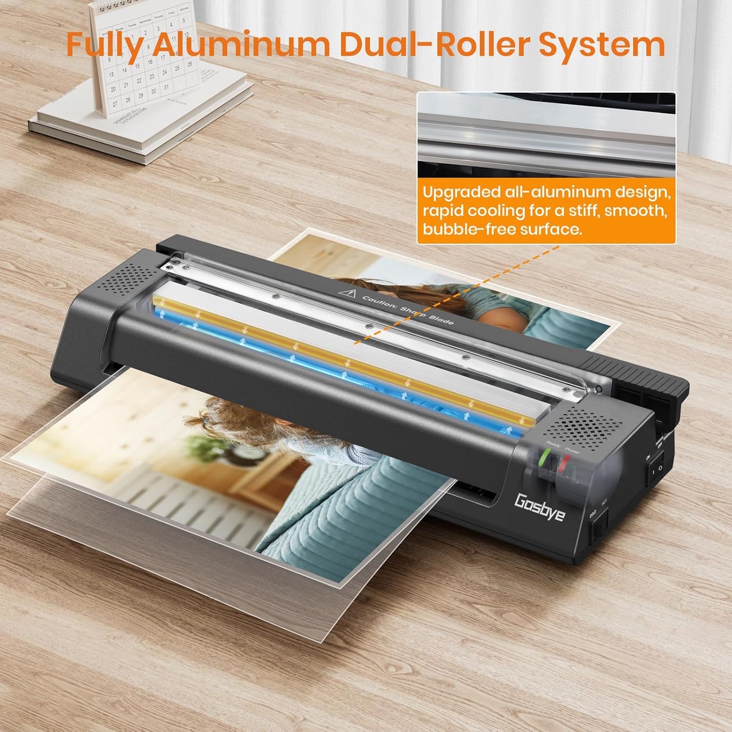 Laminator Machine, 13-Inch Thermal Laminator with Steel Paper Cutter, 13 Laminating Pouches, Corner Rounder, Jam Release Button for Home, Office, School, Teachers, Personal Use, Black