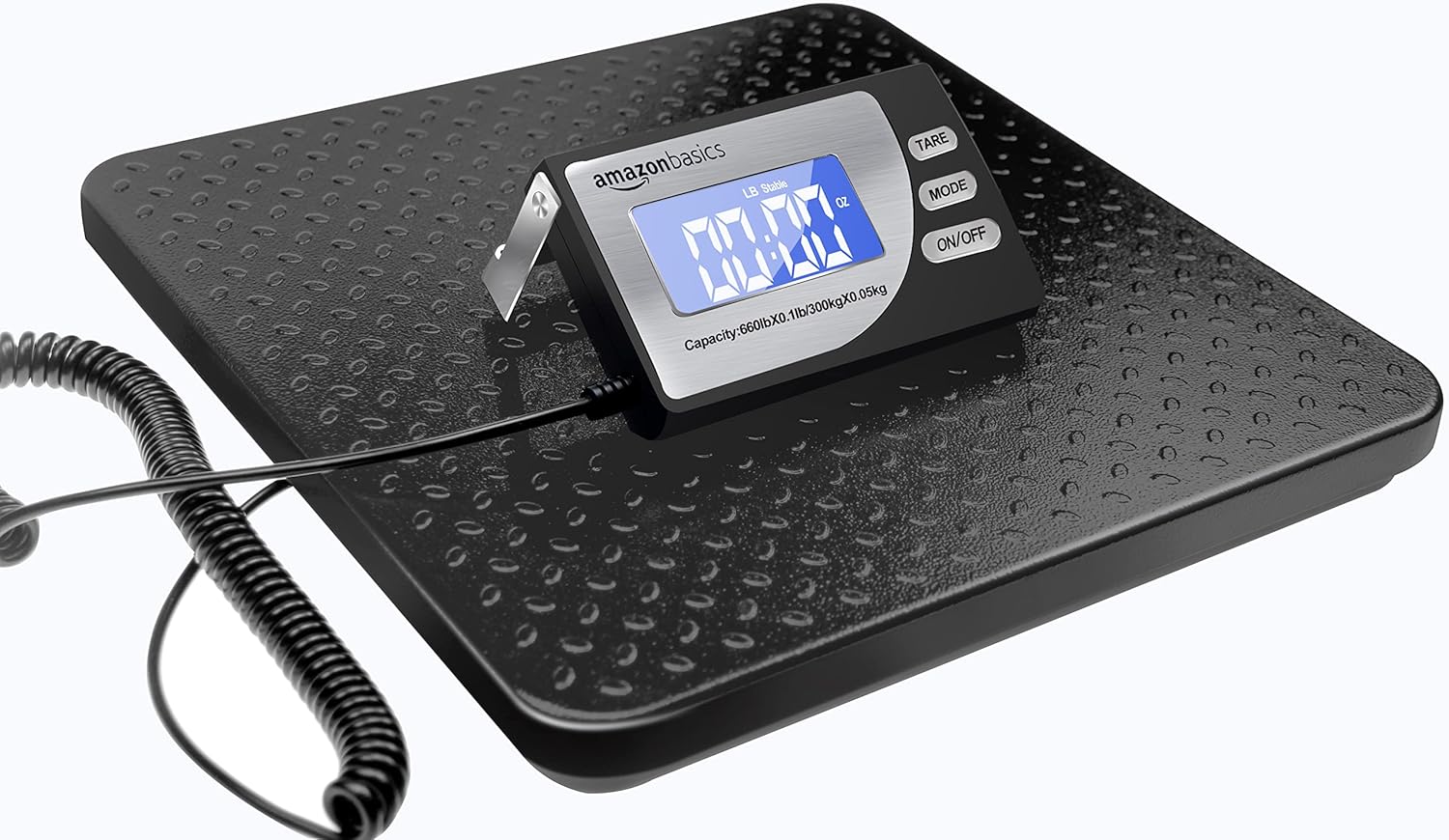 Amazon Basics Digital Postal Scale, Heavy Duty Weighing Platform for Packages, Shipping, 660 lb Capacity, 1 Ounce Readability, Portable, Black - Lumora Desk