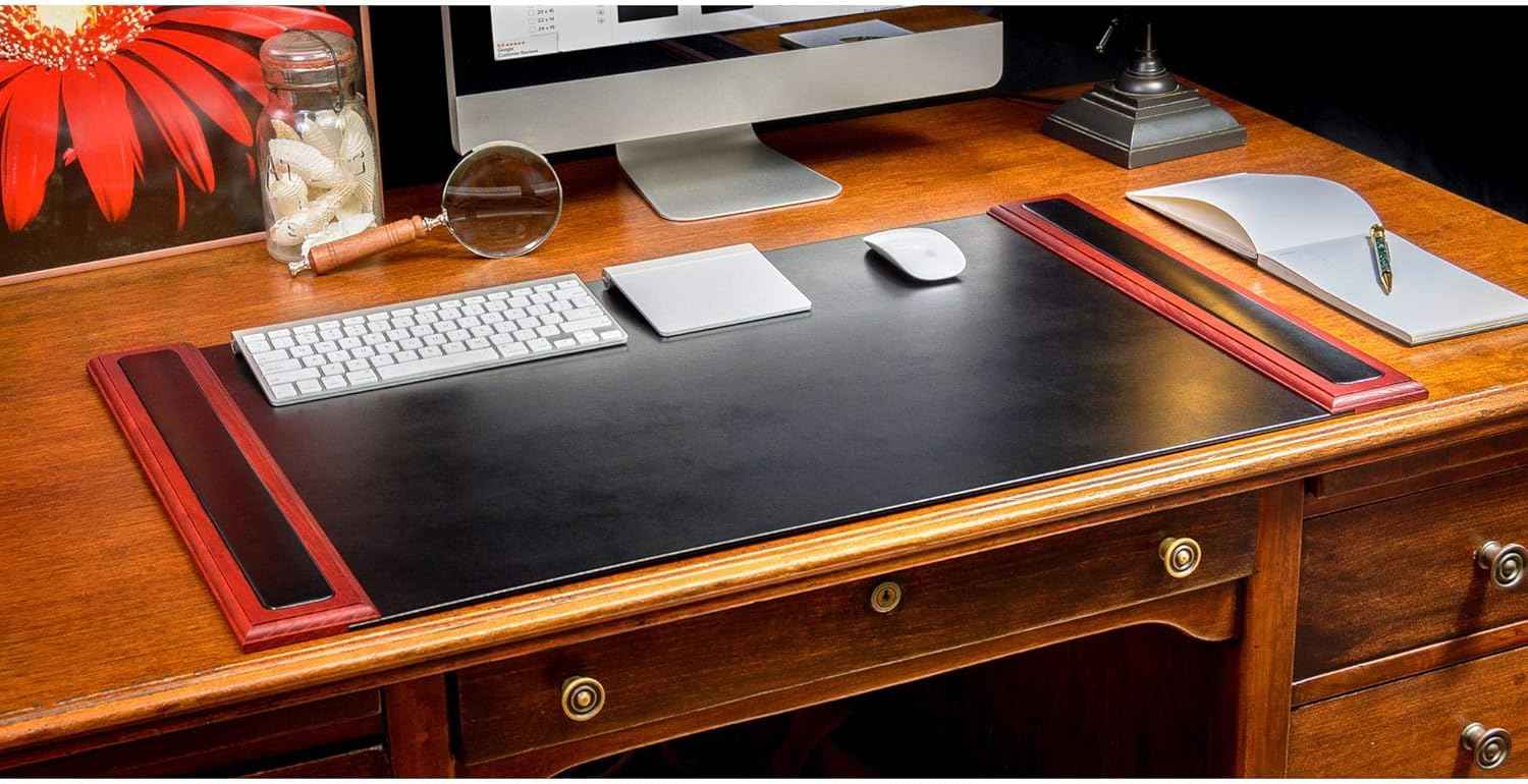Dacasso Rosewood and Leather Desk Set, 8-Piece