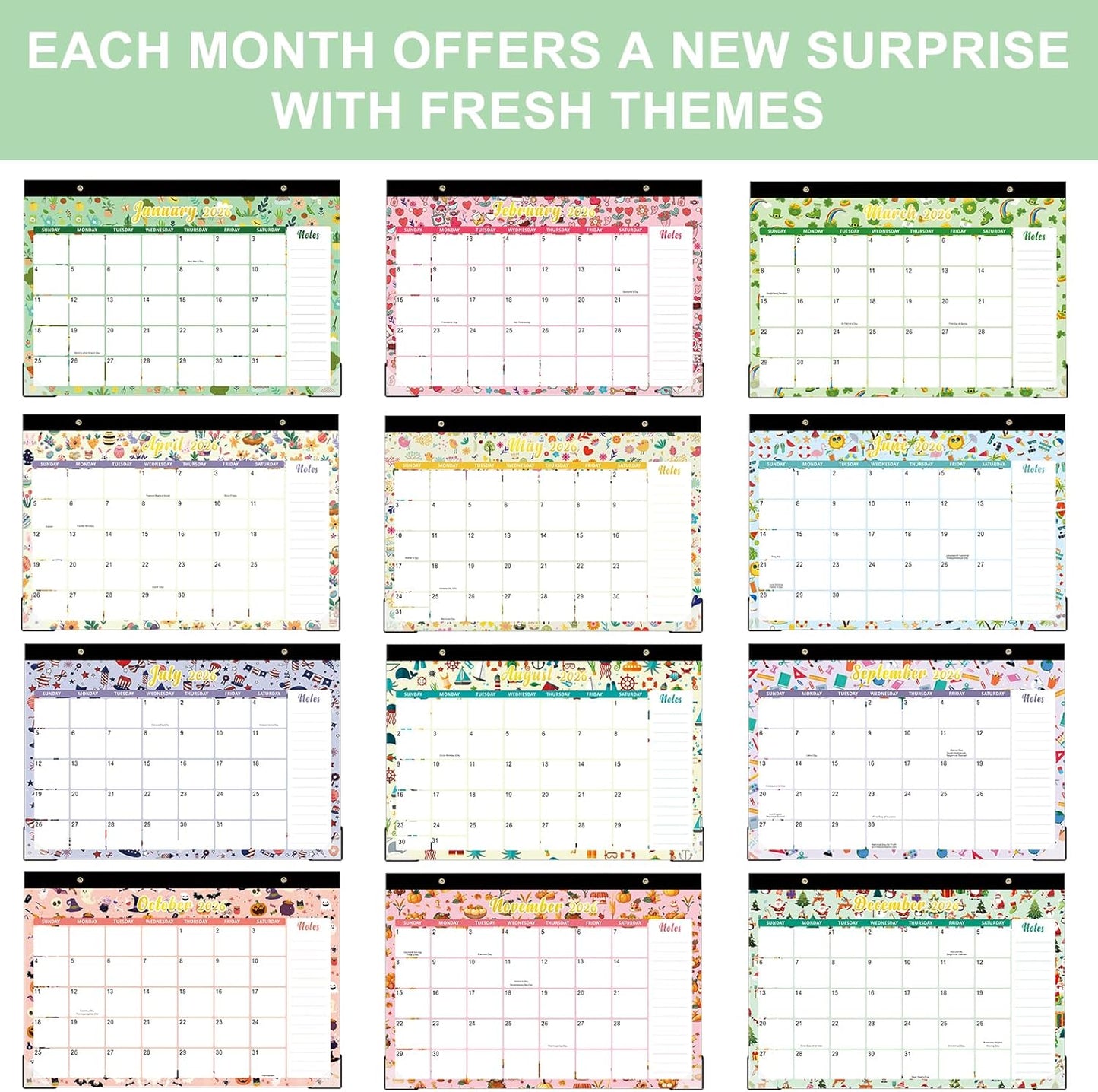 Lbylyhxc Desk Calendar 2026-2027, 18-Month School Year Calendar 2026-2027, January 2026 to June 2027, Large Desktop Calendar Monthly for Teacher with Corner Protectors 17" X 12" (Seasons Desk Calendar, 17x12 inches)