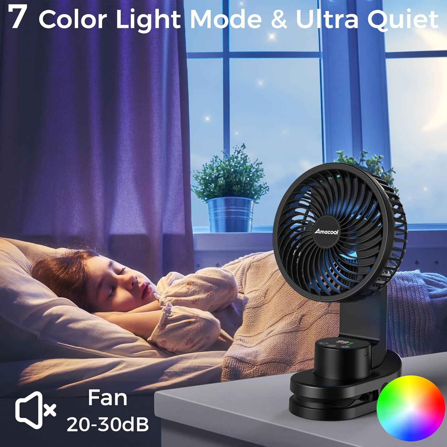 Desk Fan, Quiet Small Desktop Table Fans - 30Hrs Running, 270°Tilt, 90°Oscillating, Easy to Clean USB Fans, Rechargeable Portable Fan for Home Office Bedroom Travel Camping Co-Branded with AddAcc