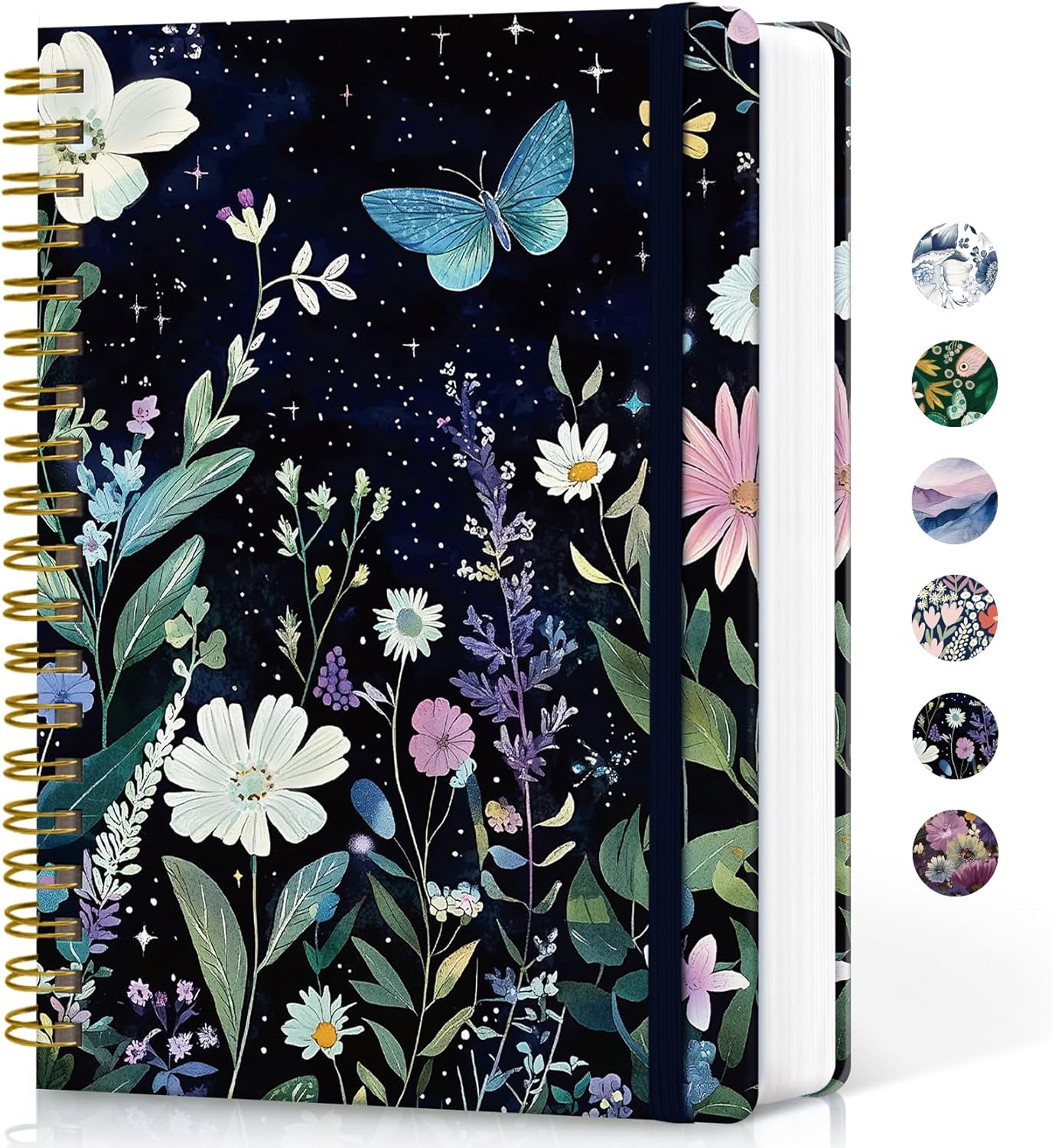Lined Spiral Notebook Journal for Work, 300 Pages Thick B5 (7.1"x10") College Ruled Journal for Women & Writing, Hardcover Notebook for Note Taking, Perfect for Office Home School, Celestial Garden