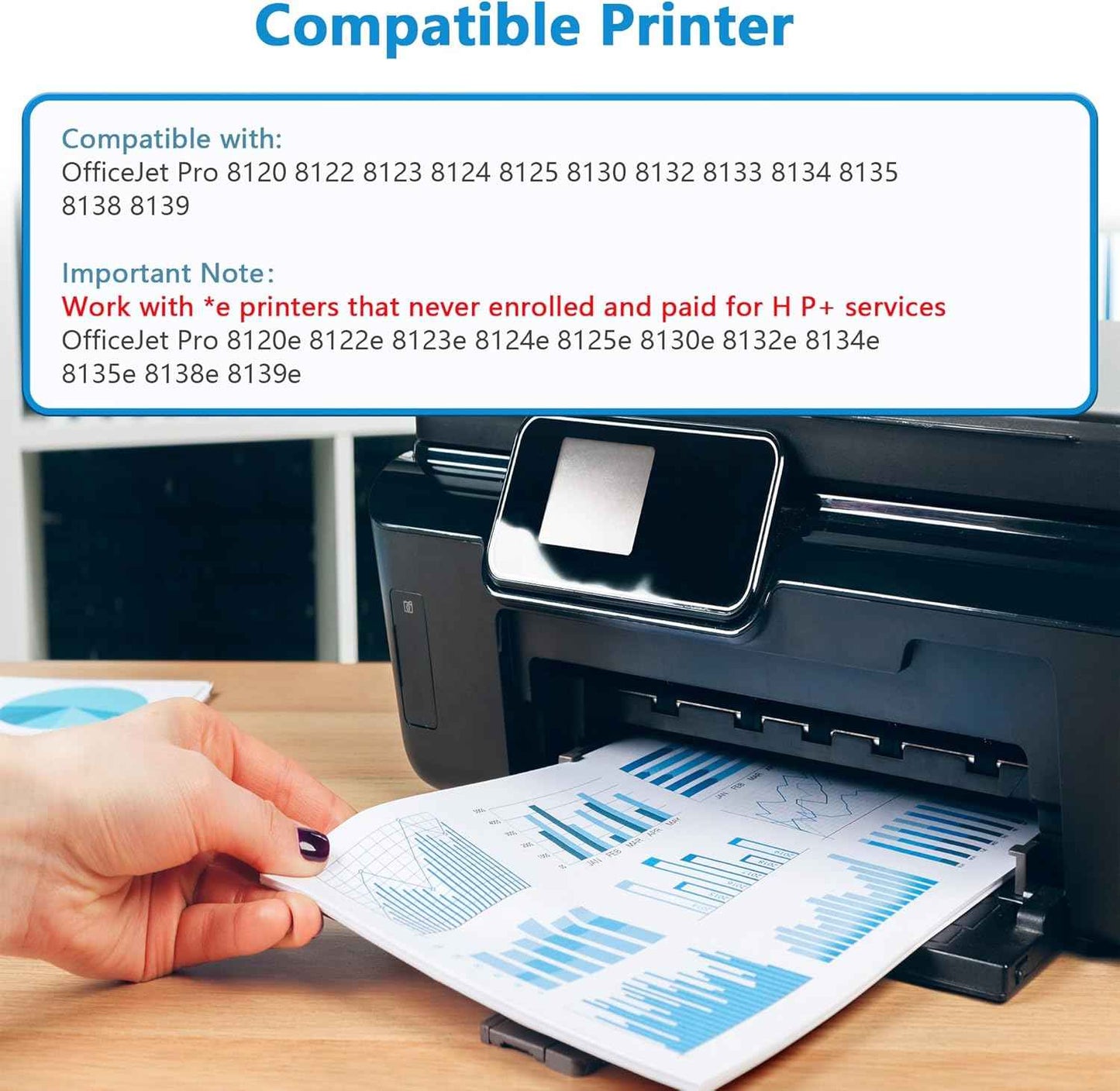 923e 923XL Ink Cartridges Compatible Replacement for HP 923 XL Fit for OfficeJet 8120 8122 8123 8124 8125 8130 8132 8124e Pro 8135e 8138e 8139e 8130e 8132e 8134e Printer with V25.2.1 Chip 2-Pack Black