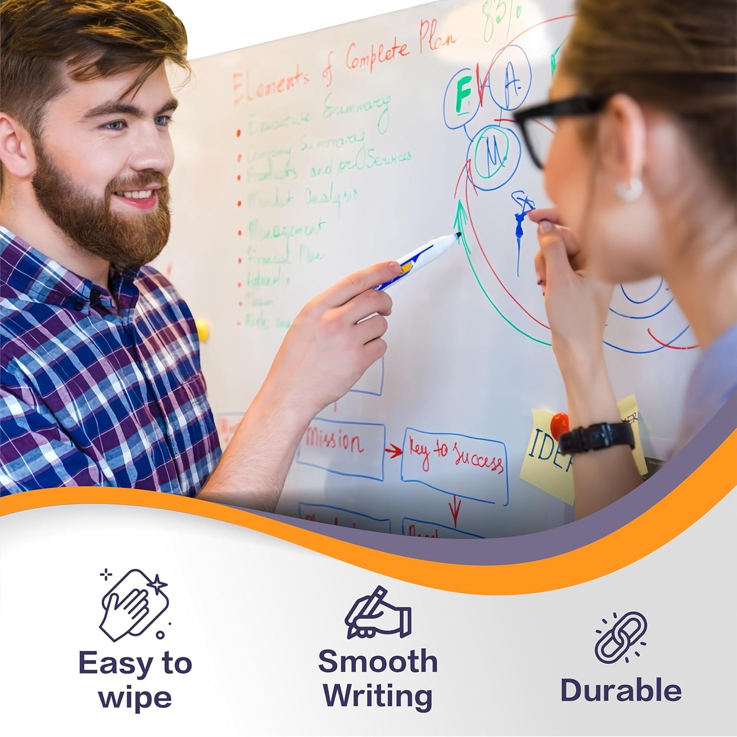 Magnetic Whiteboard Sticker Dry Erase Board for Wall - Adhesive Backing 48" x 30" Whiteboard for Classroom Office Home