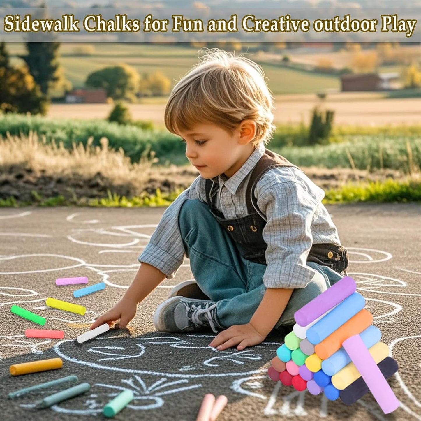 150 Pcs Sidewalk Chalk-30 Colors, Drawing Chalk for Kids, Jumbo Washable Chalk Giant Box Non-Toxic,Painting on Sidewalk,Outdoor Art, Blackboard, Playground, Outside Gift Adult