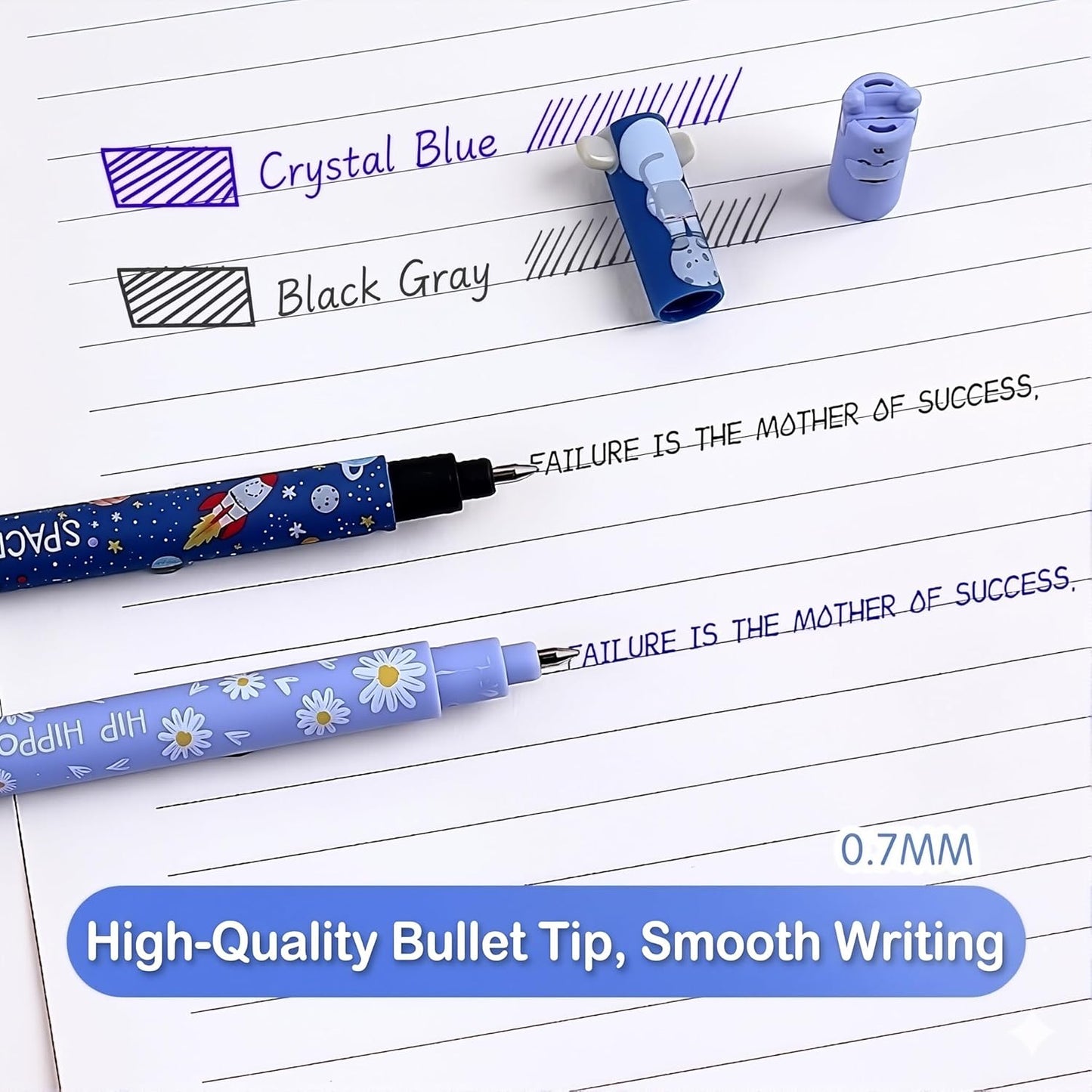 Pack of 14 Erasable Gel Pens with Animal Pattern, Heat Sensitive Ink, 0.7mm Tip, Assorted Colors, School and Office Supplies