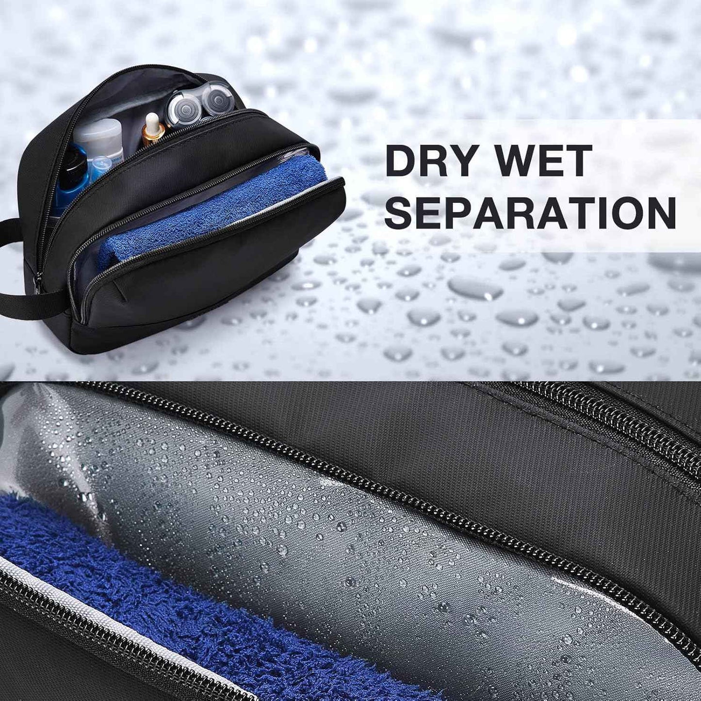 BAGSMART Large Toiletry Bag for Men, Valentines' Day Gifts Travel Organizer Hanging Dopp Kit Water Resistant Shaving Bag for Bathroom Shower, Toiletries Accessories,Travel Essentials, Black-Large