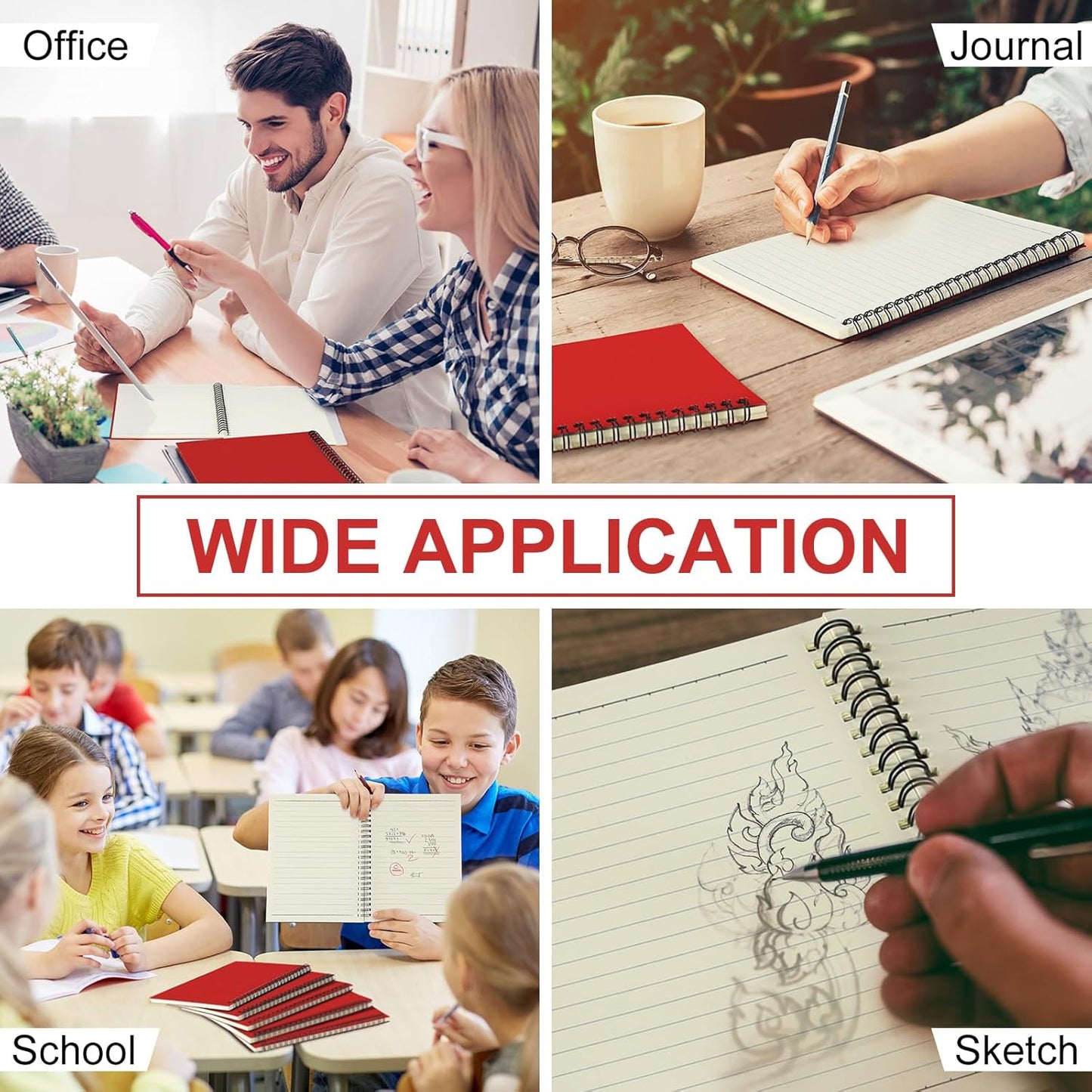 Yahenda Spiral Notebook Bulk A5 Journal Lined 8.3'' x 5.5'' Writing Composition Paper Small Notepad Subject Notebook for Students Office Business Back to School Supplies(Red,72 Pcs)