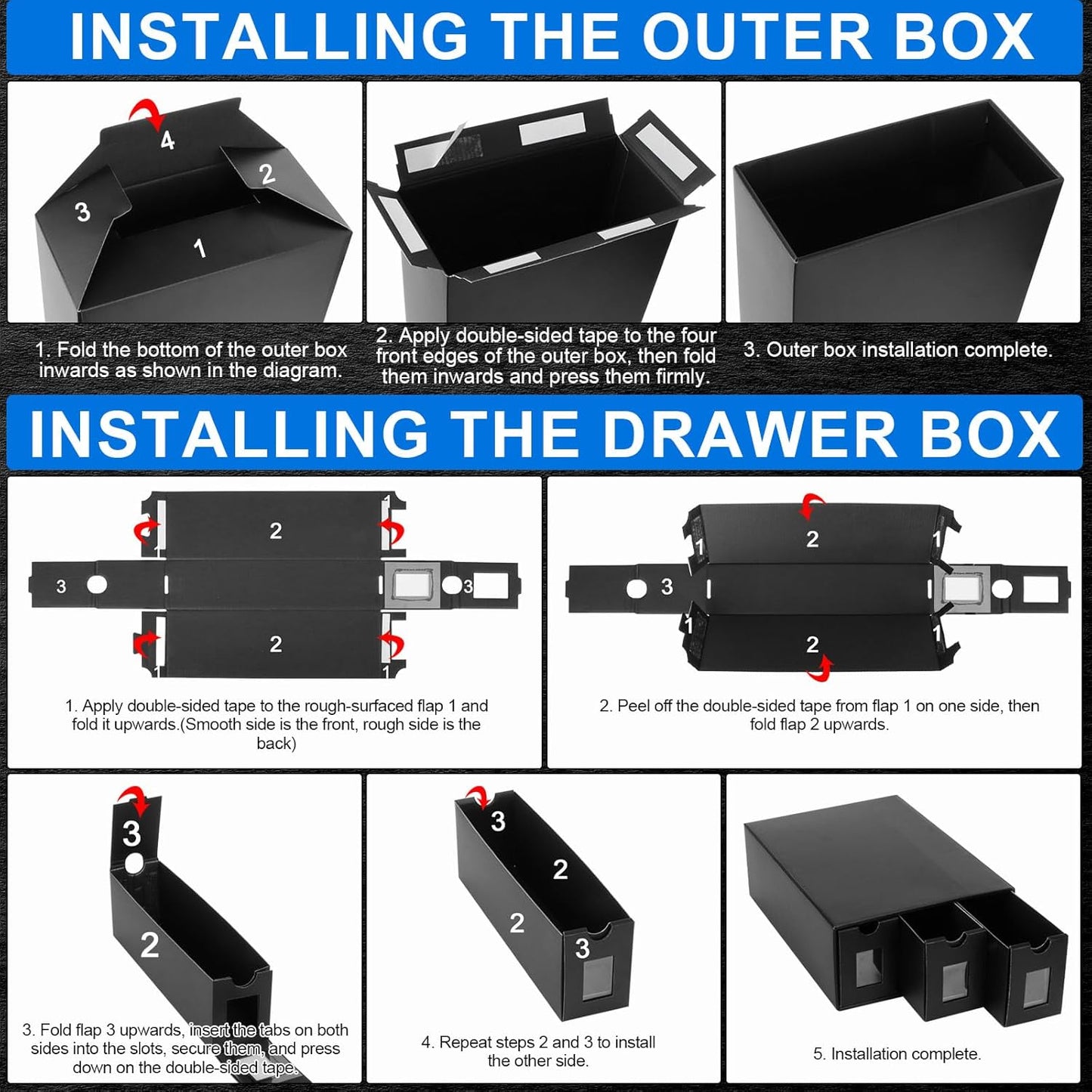 Trading Card Storage Box for 12000+, Card Deck Box for MTG Commander Display, Card Organizer Box with 48 Card Dividers, Labels & Tapes, Compatible with TCG, PTCG, MTG and Sport Cards