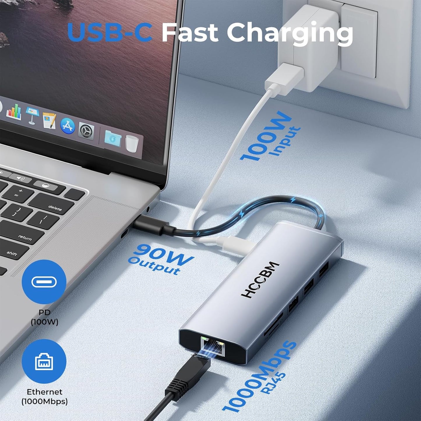 USB C Laptop Docking Station Dual HDMI Monitor, 10-in-1 USBC Hub Dongle Dock with 2 HDMI 4K@60Hz, PD Charging, SD/Micro SD for Laptop MacBook/HP/Dell/Surface/Thinkpad…