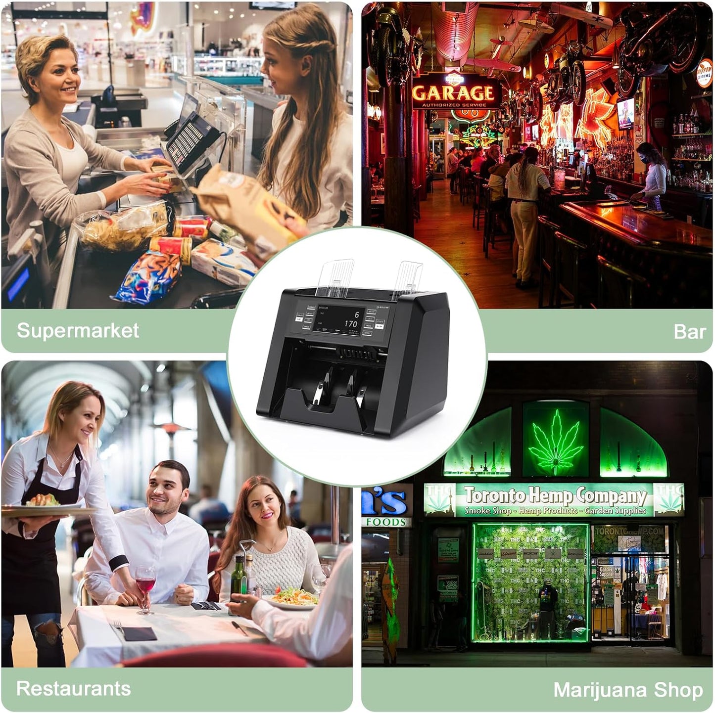 N30 Money Counter Machine Mixed Denomination, Multi Currency Value Count, CIS/UV/MG/IR Counterfeit Detection, Printer Enabled Cash Counter for Business