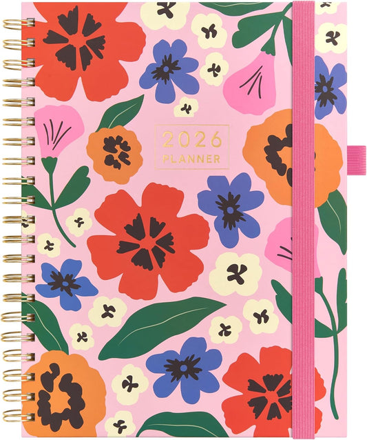 And Per Se 2026 Planner with Pattern, A4 Size-Daily, Weekly & 18-Monthly Leather Hardcover Planner, Daily Schedule, Monthly Tabs, 100 GSM Thick Paper(Elegant Florals)