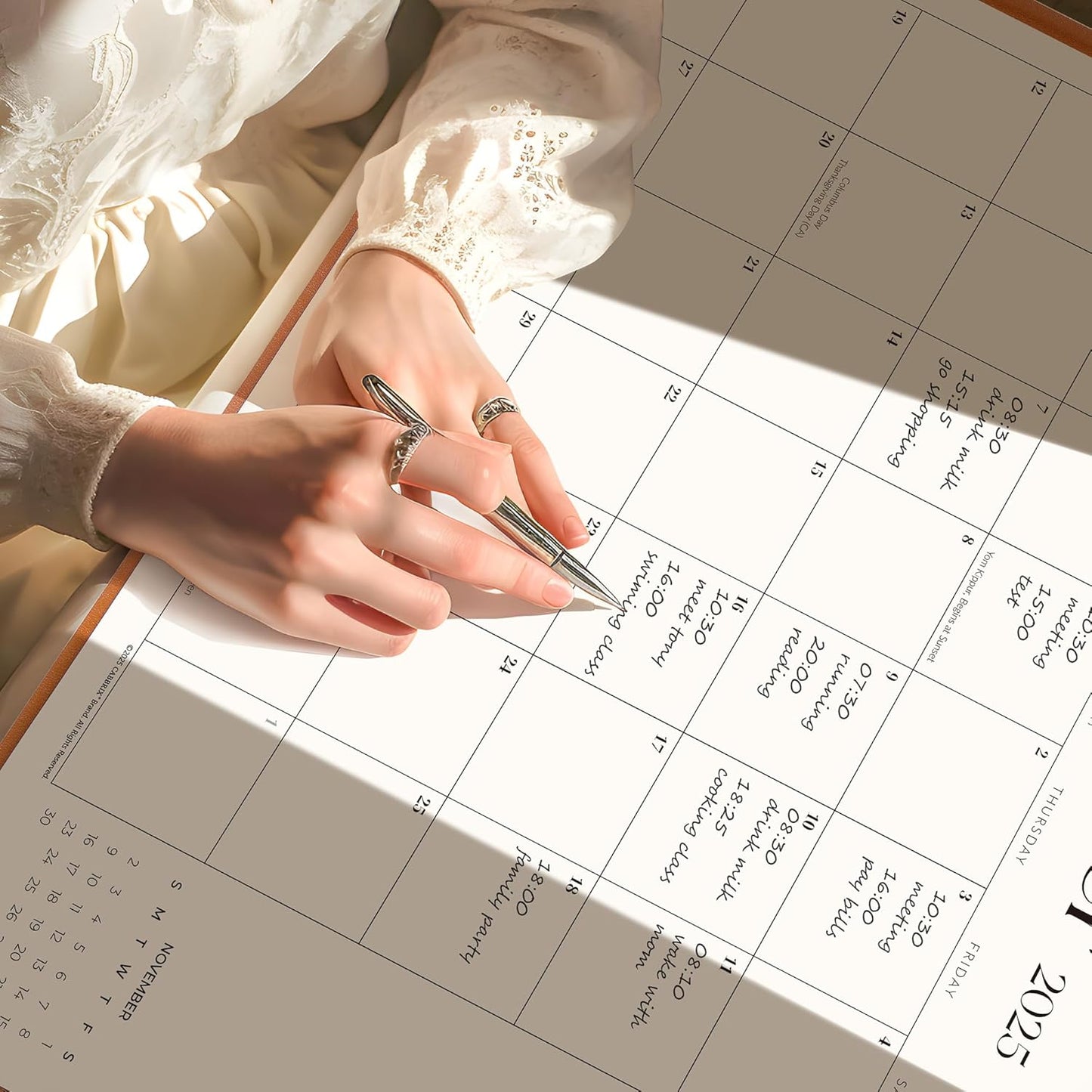Simplified Desk Calendar 2026 with Desktop Mat, Cabbrix Large Desk Pad Calendar 21" x 16-1/2" Including January 2026 to June 2027, Desk Blotter Calendar for Home School and Office (Brown)