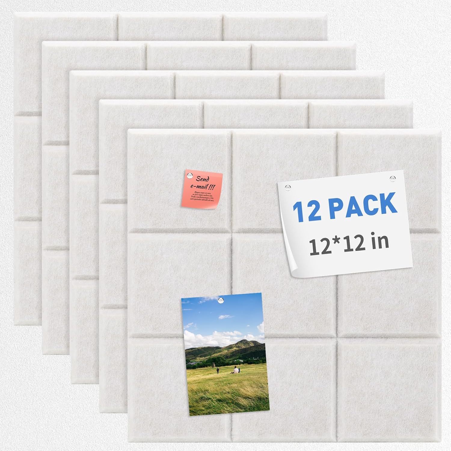 Smarpau Large Felt Cork Board, 12 Pack Black Bulletin Board for Walls 48"x36", Corkboards with Safe Removable Adhesive Tabs Pushpins, Cork Bulletin Board for Home Office - Lumora Desk