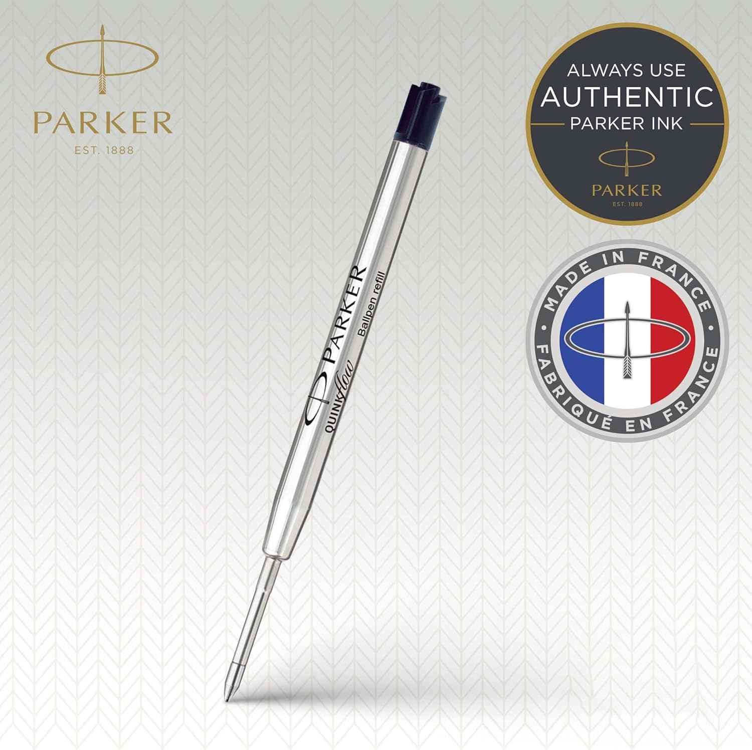 Parker QUINKflow Ballpoint Pen Ink Refills, Medium Tip, Black, 3 Count - Smooth Writing