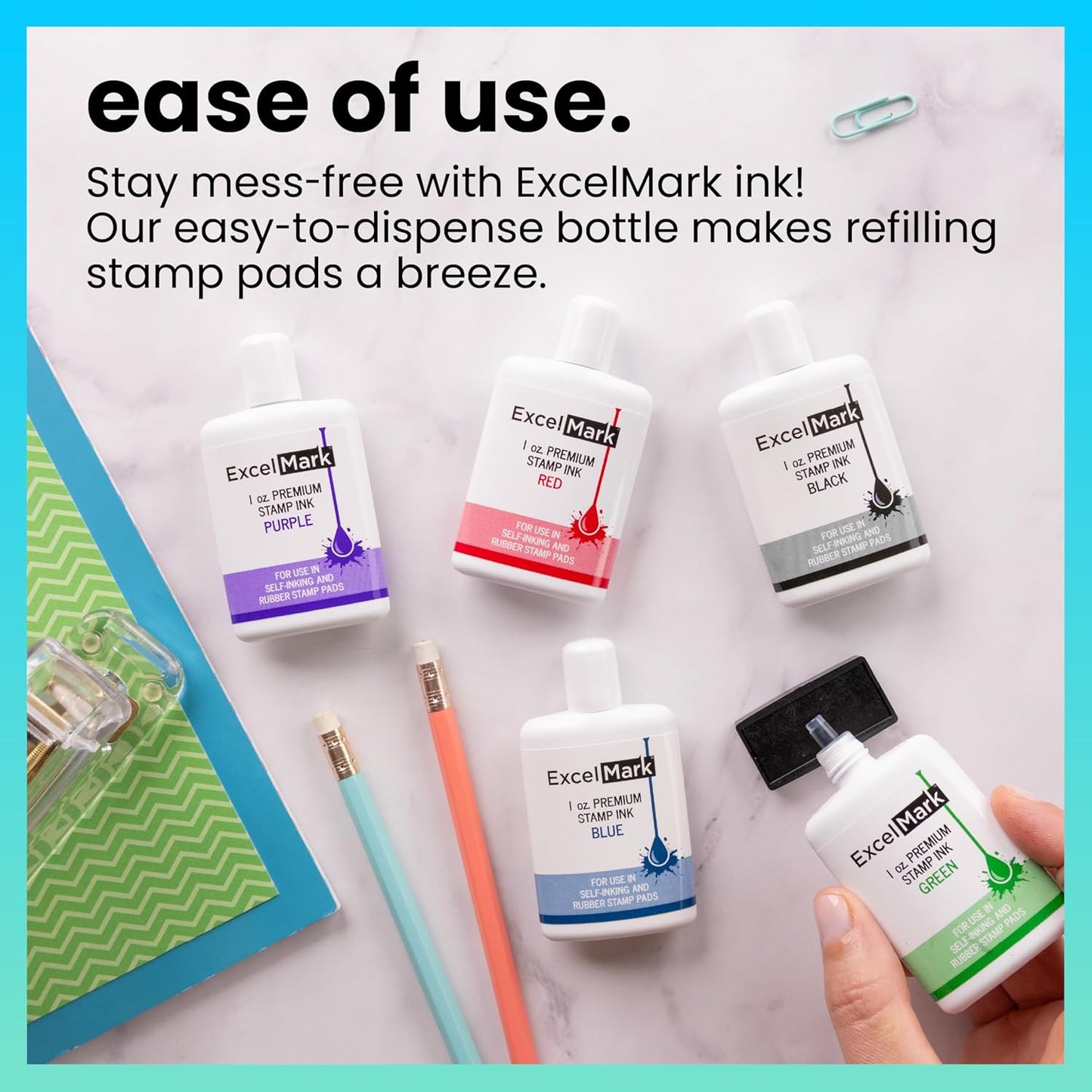 ExcelMark Premium Self-Inking Stamp Refill Ink - 1 oz. (Purple)
