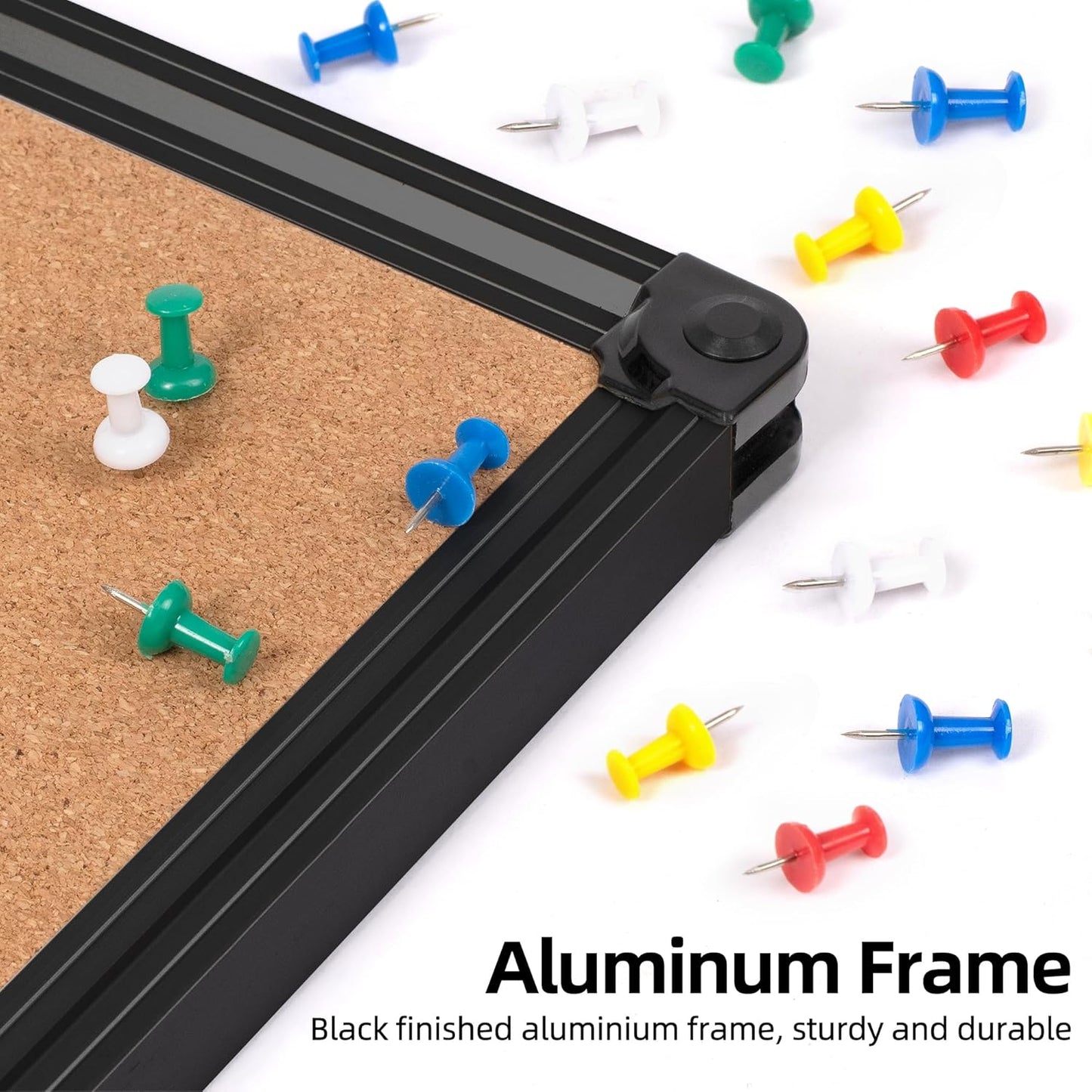 Board2by Extra Large Cork Bulletin Board 96" X 48", Black Aluminum Framed 8'x4' Corkboard for Wall, Wall Mounted Notice Pin Board with 18 Push Pins for School, Home & Office
