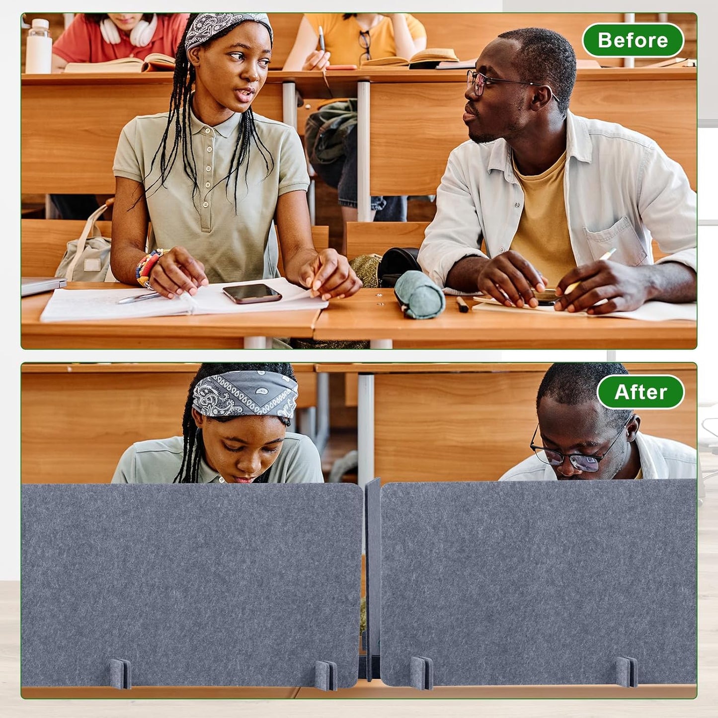 Buryeah 3 Pcs Desk Divider Desk Partition 23.6 x 47.2, 23.6 x 23.6 Stand up Freestanding Cubicle Privacy Panel Reducing Noise Visual Distraction Divider for Office Home School(Gray)