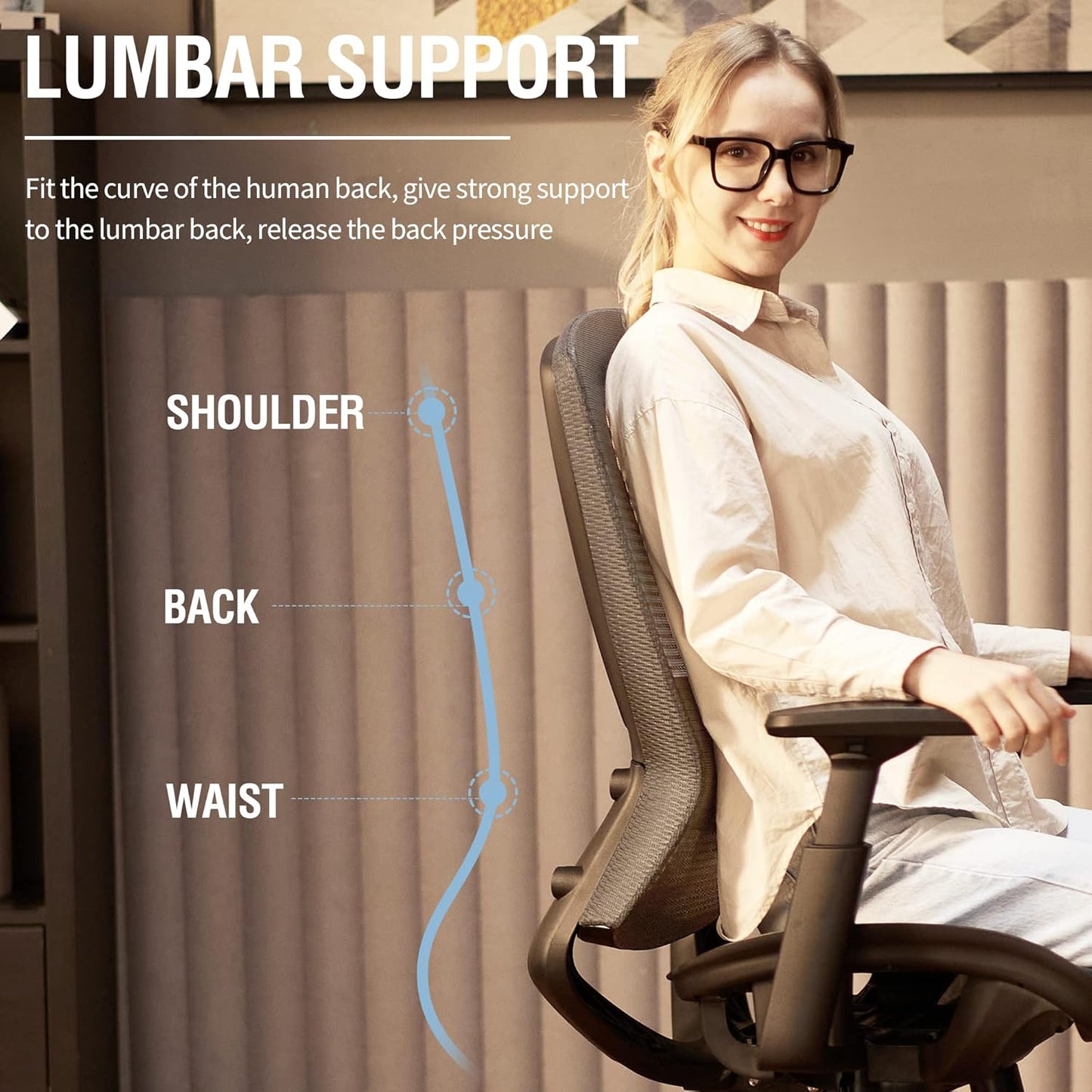ELABEST Mesh Office Chair,Ergonomic Computer Desk Chair,Sturdy Task Chair- Adjustable Lumbar Support & Armrests,Tilt Function,Comfort Wide Seat,Swivel Home Office Chair (Grey)