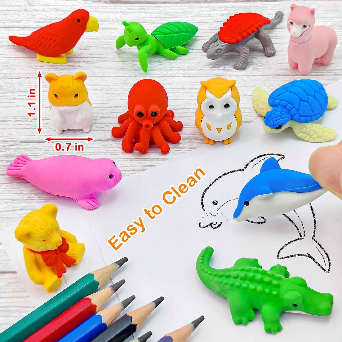 LanMa Animal Erasers for Kids 45 Pack Desk Pets Erasers for Kids Classroom Prizes,Easter Egg Fillers,Back to School Supplies,Party Favors Gifts