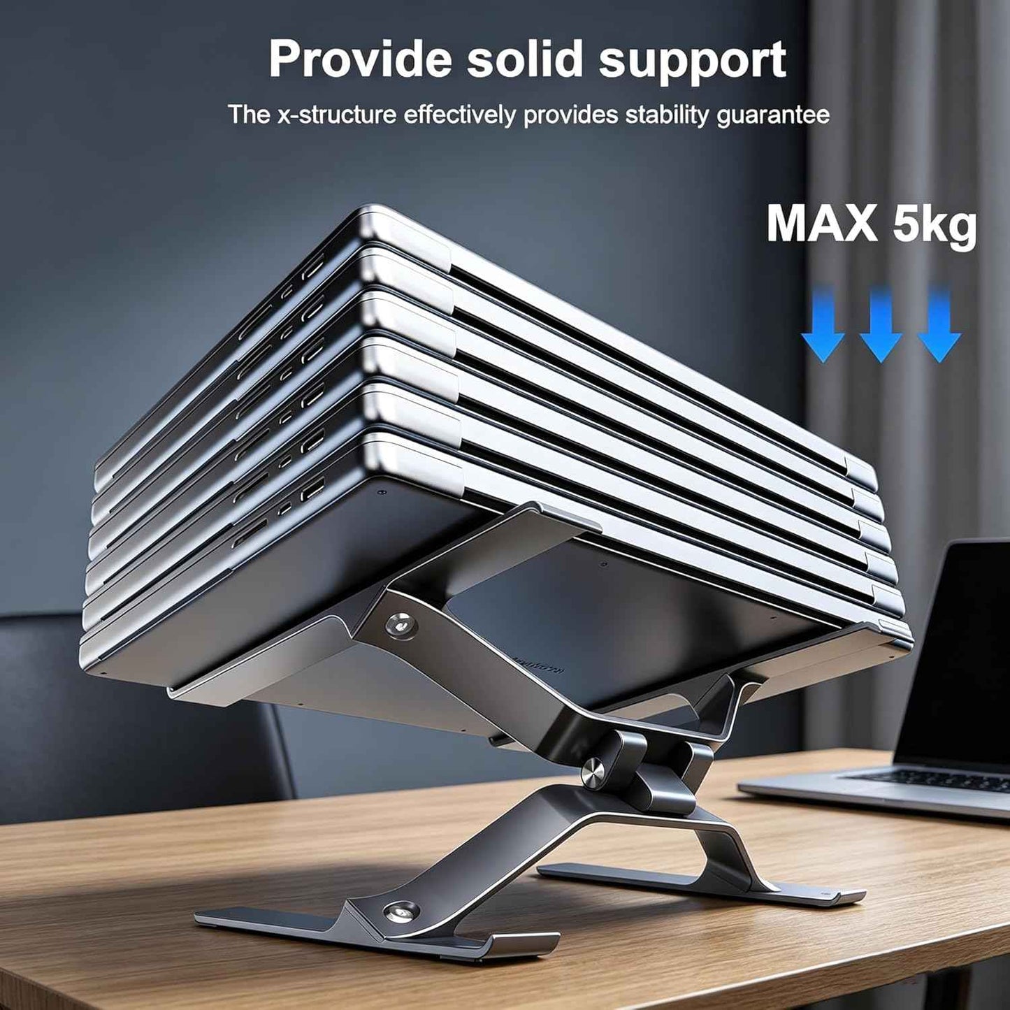 Adjustable Laptop Stand for Desk, Portable Laptop Riser, Ergonomic Computer Notebook Holder for MacBook Pro Air, Dell XPS, HP, Lenovo (13.3-17.3'') (Gray)