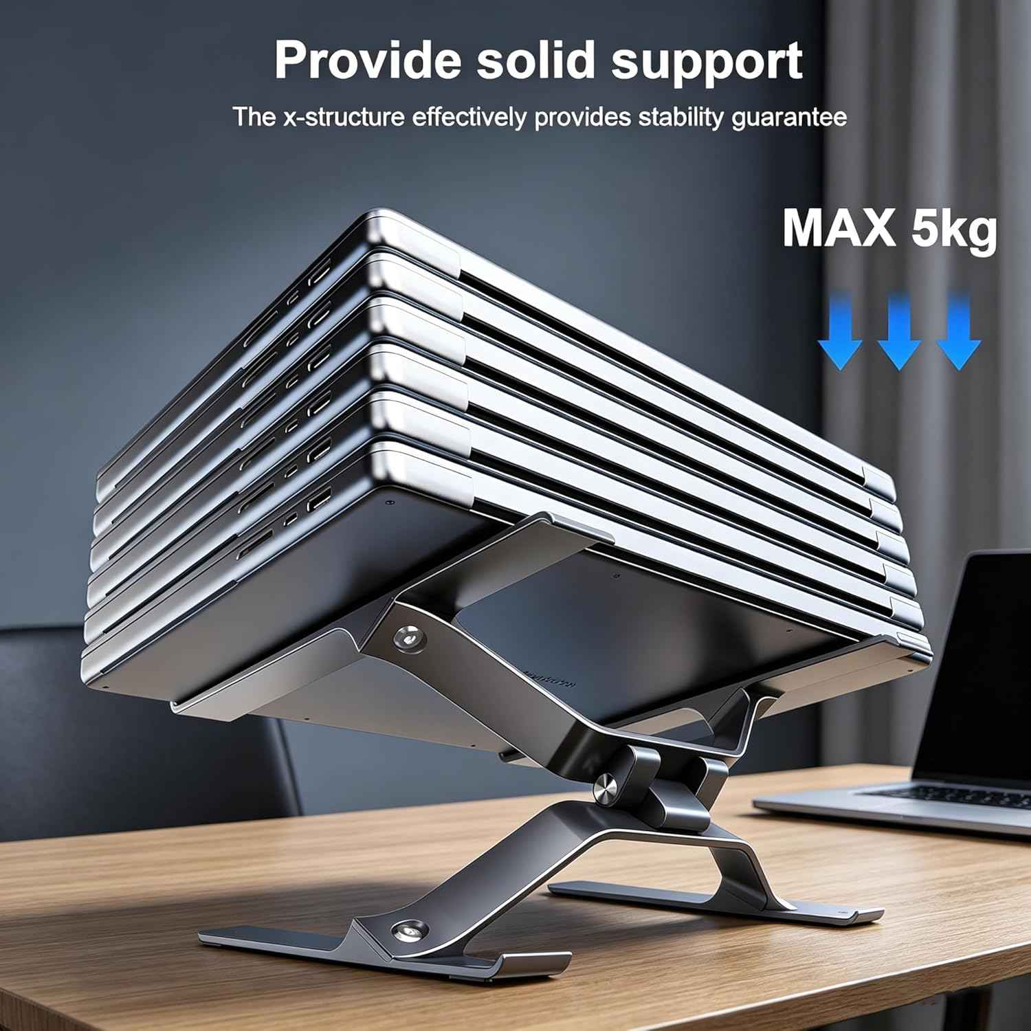 Adjustable Laptop Stand for Desk, Portable Laptop Riser, Ergonomic Computer Notebook Holder for MacBook Pro Air, Dell XPS, HP, Lenovo (13.3-17.3'') (Gray)