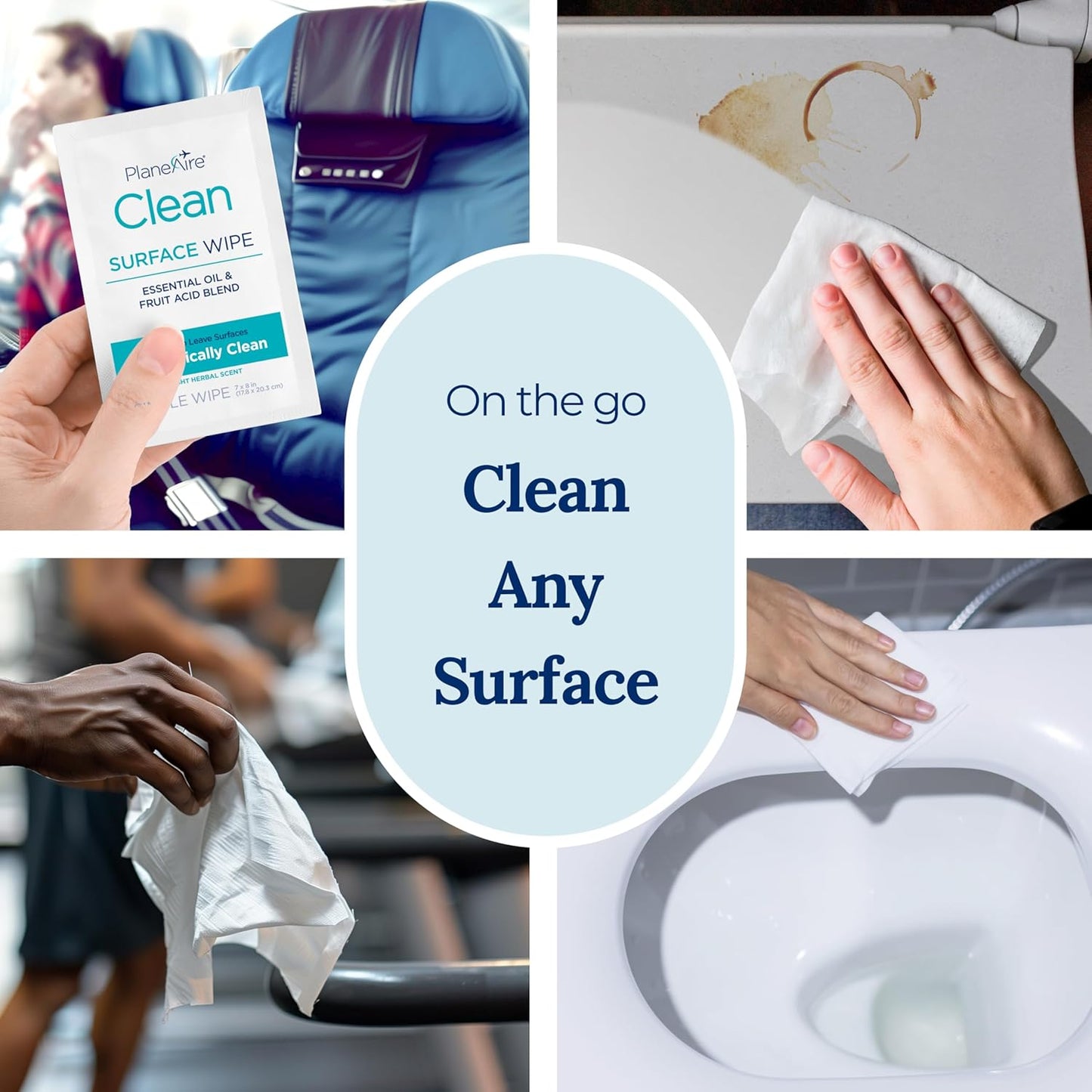 Travel Essentials | Hygiene Kit | Travel Toiletry Kit | Travel Size | Gel Hand Sanitizer Orange Pineapple Scent | Surface Wipes | Individual Travel Wipes | Surface Cleaner | Made with Essential Oils