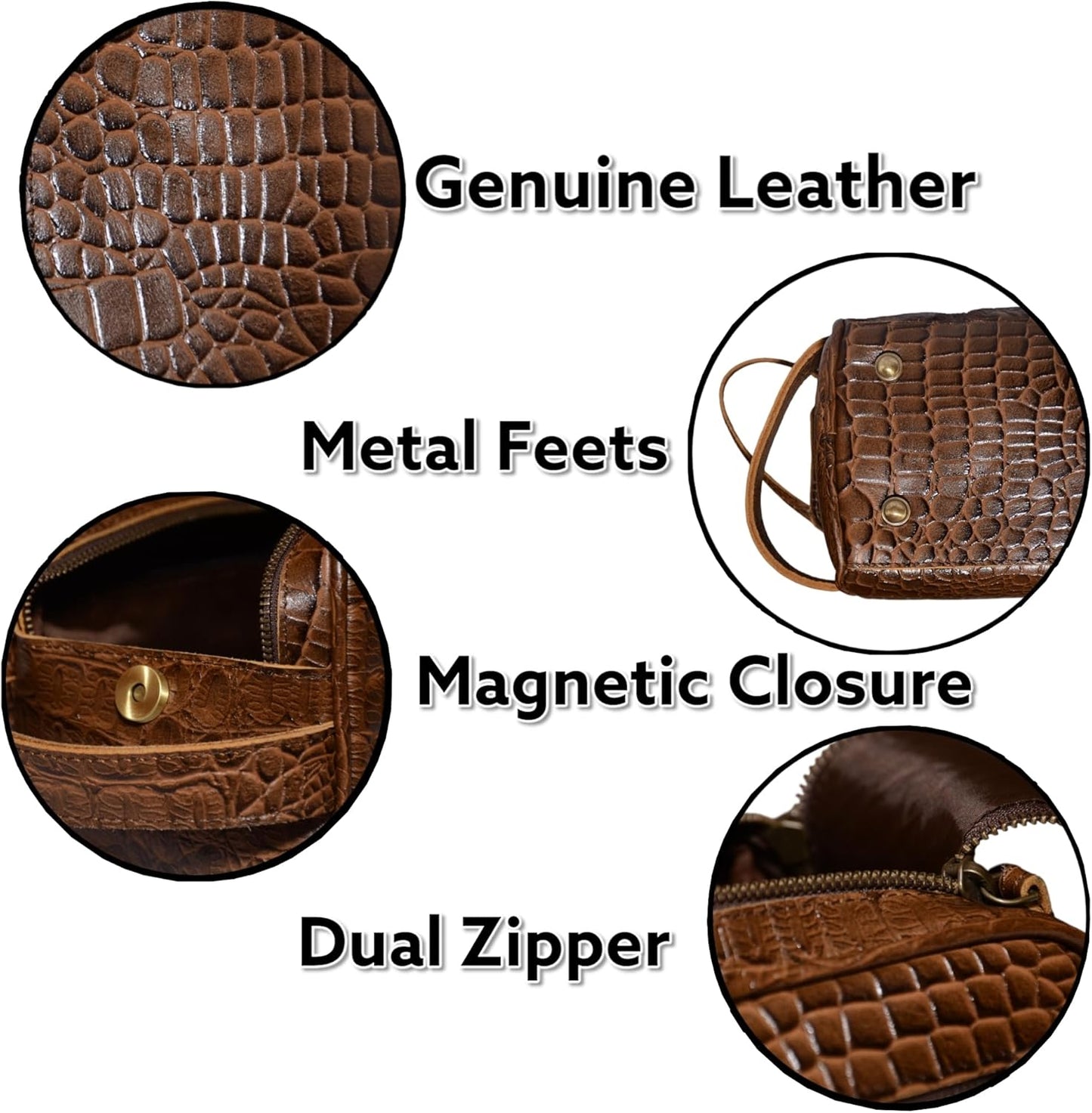 Premium Buffalo Leather Unisex Toiletry Bag Travel Kit (King Size) Shaving kit Accessories :Shaving Brush Case, Razor Protective Travel Case (Combo of 4 Items) (Crocodile Print)