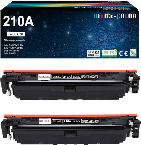 210A Black Toner Cartridge Replacement for HP 210A W2100A for Laser Color MFP 4301fdw 4301fdn Pro 4201dw 4201dn Series Printer Ink (2 Black, with chip)