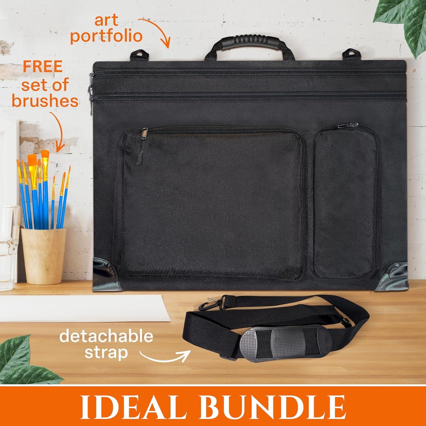 Art Portfolio Bag Fits18 x 24 Inches Artwork– Lightweight Waterproof Artist Portfolio Case with Shoulder Strap 4 Pockets, Reinforced Corners, Art Folder for Artwork, Posters, Sketches & Drawings