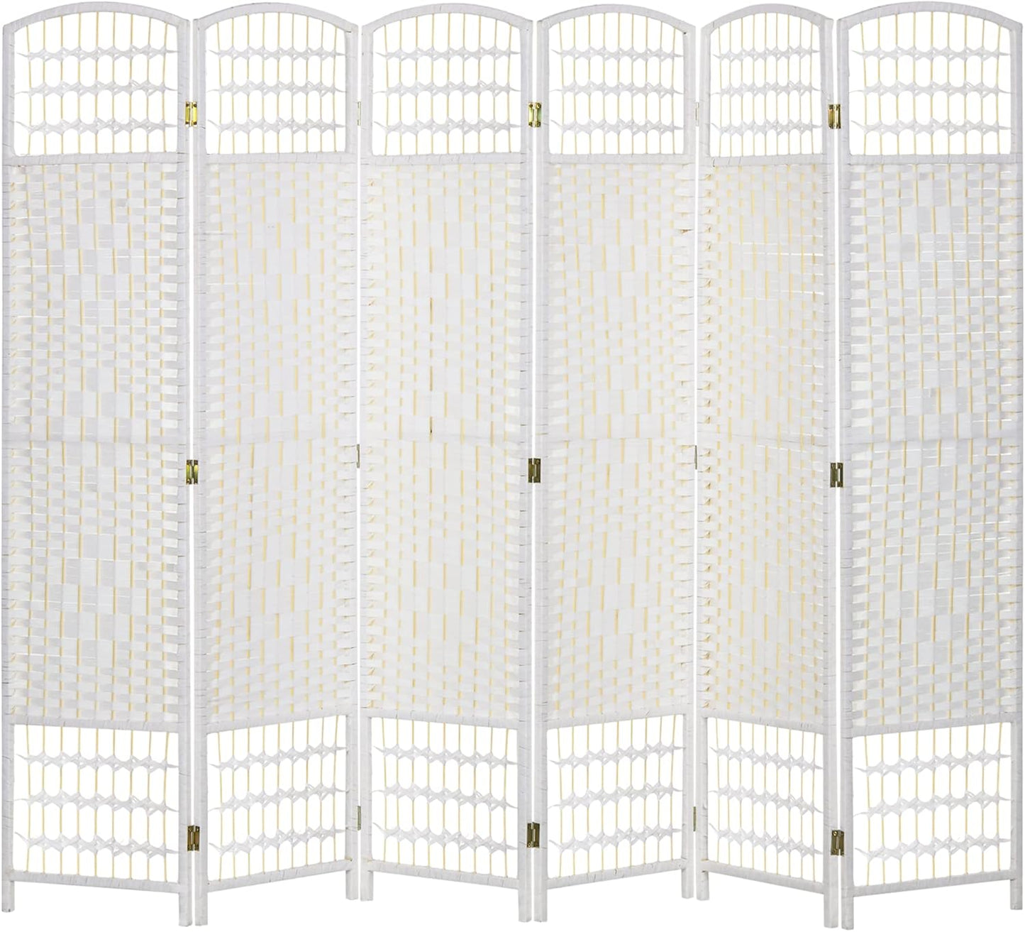 NicBex Room Divider 6 Panel Room Dividers with Woven Paper Design Partition Room Dividers and Folding Privacy Screens 5.6 FT Wall Divider for Office, Room Separation,94.5" W x 0.5" D x 67" H, White - Lumora Desk
