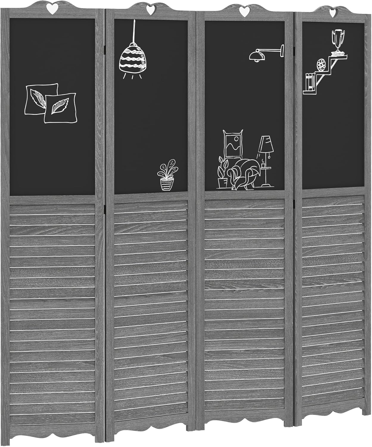 NicBex Room Divider 4 Panel Room Dividers with Black Boards Partition Room Dividers and Folding Privacy Screens 5.5 FT Wall Divider for Home, Office, Room Separation,63.75"W x 0.75"D x 67.75"H,Gray - Lumora Desk