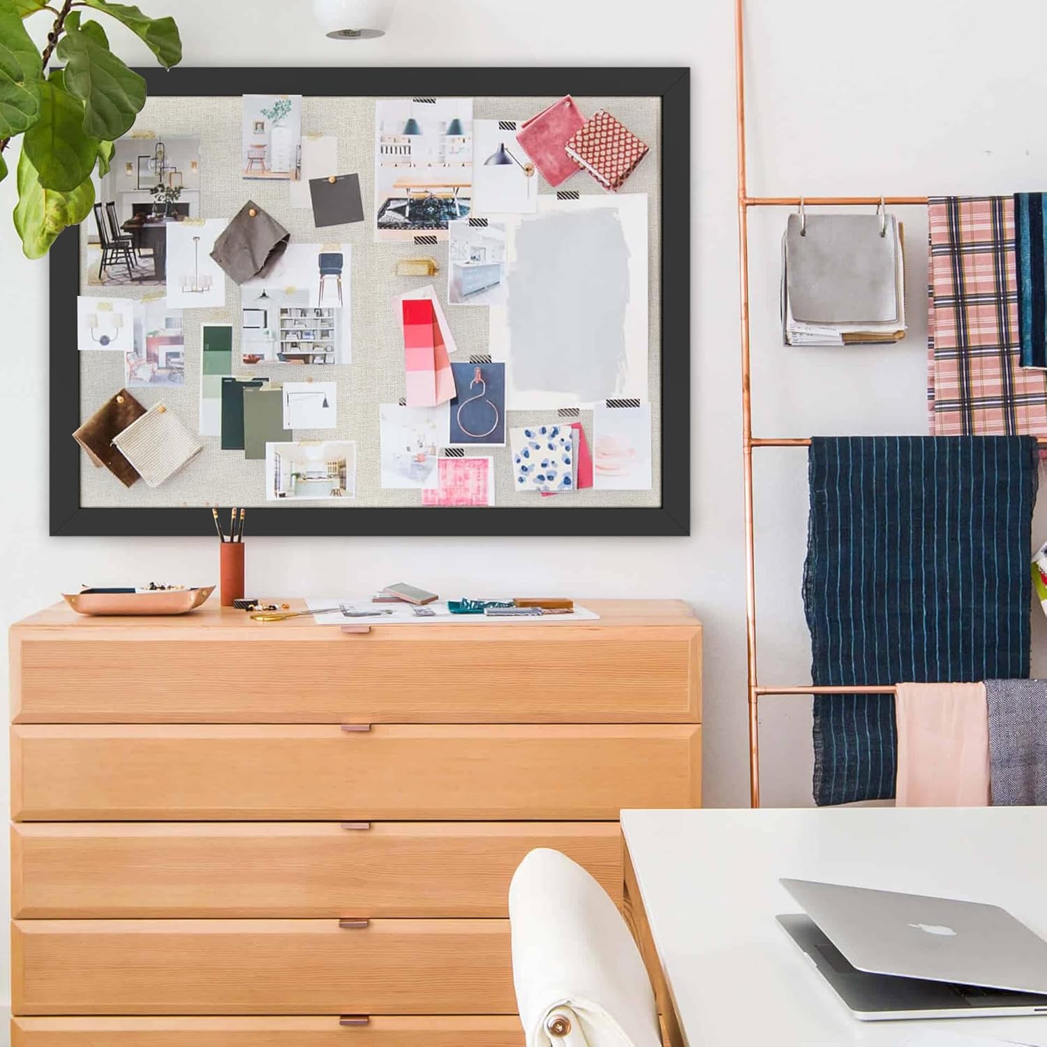 Cork Board Bulletin Board 18" x 24", 2-Pack Large Linen Corkboards with Frame for Walls, Cute Picture Display Pin Board Vision Board for Room School Office Bedroom 40 Pushpins Vintage Black - Lumora Desk
