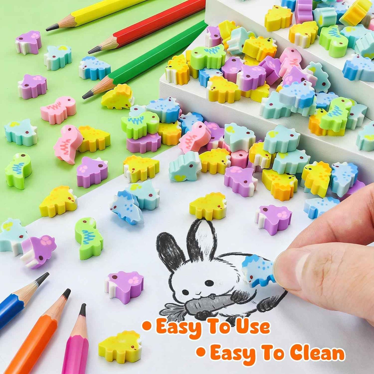 200pcs Dinosaur Mini Erasers for Kids, Bulk Cute Pencil Erasers Small Fun Erasers for Classroom Rewards Party Favors Gift Filling Eraser