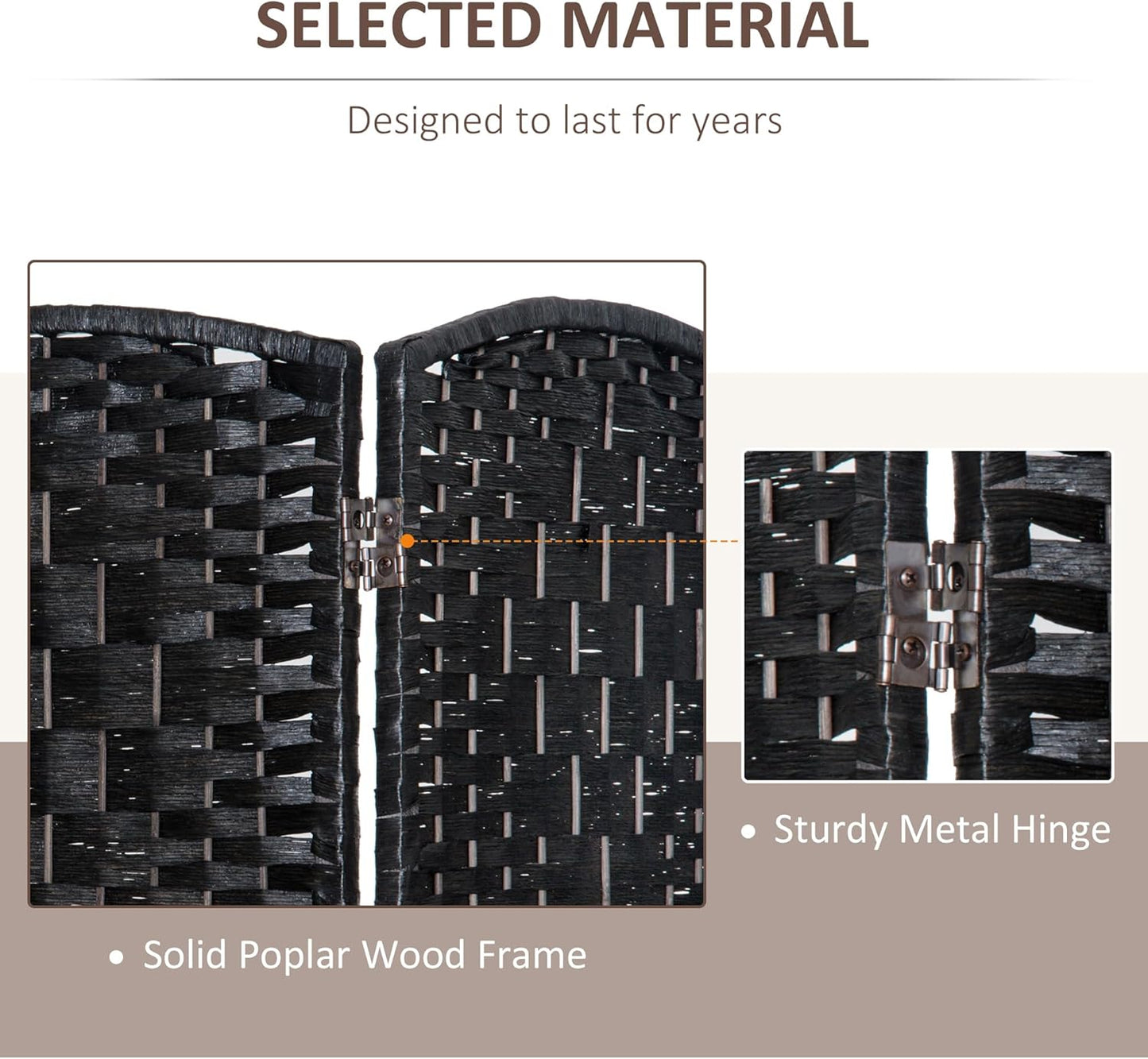 NicBex Room Divider 6 Panel Room Dividers with Wicker Weave Design Partition Room Dividers and Folding Privacy Screens 6 FT Wall Divider for Office, Room Separation,106.25"W x 0.75"D x 70.75"H, Black - Lumora Desk