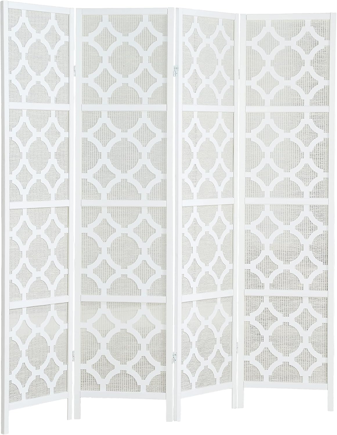 NicBex Room Divider 4 Panel Room Dividers with Quarterfoil Diamond Design Partition Room Dividers and Folding Privacy Screens Wall Divider for Home, Room Separation,69.28"W x 17.32"D x 70.31"H, White - Lumora Desk