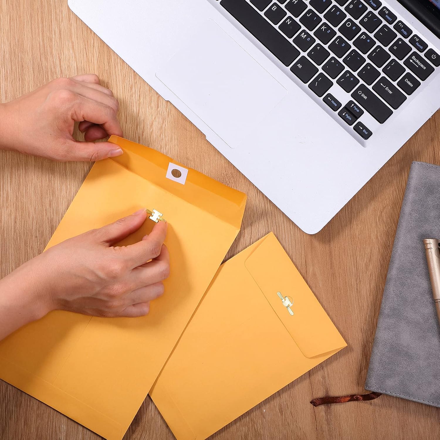 Zonon 100 Pieces 3 Sizes Clasp Envelopes Kraft Paper Catalog Clasp Envelope with Clasp Closure for Filing, Storing, Privacy Ensuring or Mailing Documents (10 x 13 Inch, 9 x 12 Inch, 6 x 9 Inch) - Lumora Desk