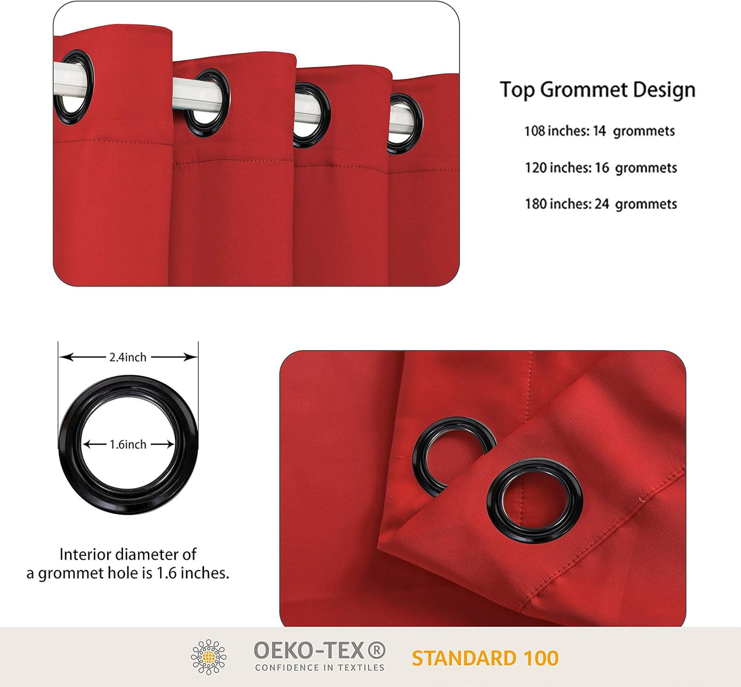 BONZER Extra Wide Room Divider Blackout Curtain Total Privacy Wall Room Darkening Grommet Curtains for Apartment, Studio, 96L x 150W Inch (8L x 12.5W ft), 1 Panel, Red