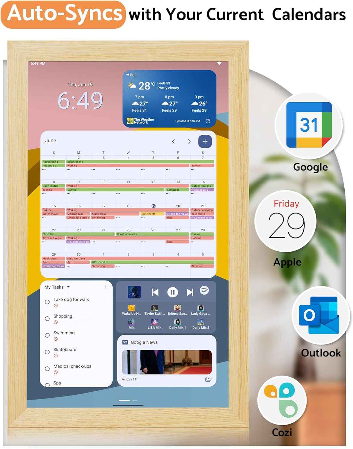 Digital Calendar Wall Touch Screen, 21.5 Inch Display Electronic Smart Calendars Chore Chart Lists for Family, Electric Planner for Daily Schedule for Kids Android Tablet Wall-mounted