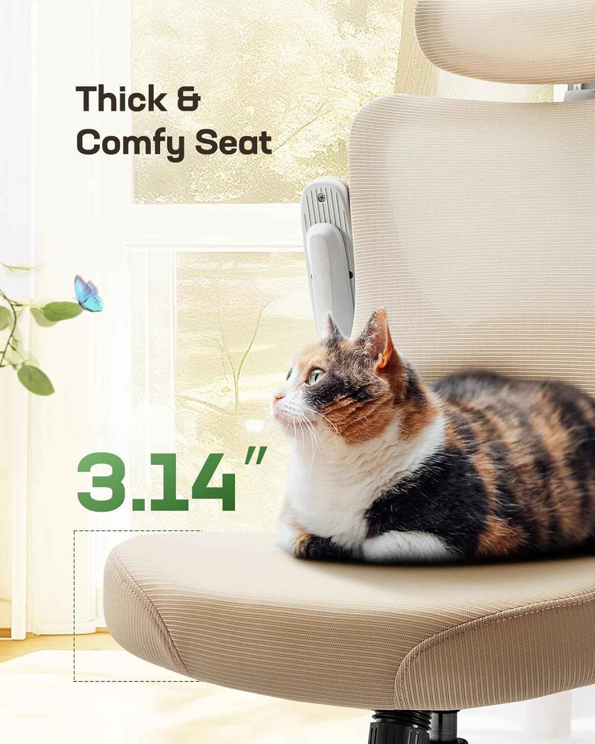 Marsail Ergonomic Office Chair: Office Computer Desk Chair with High Back Mesh and Adjustable Lumbar Support Rolling Work Swivel Task Chairs with Wheel 3D Armrests and Headrest (White)