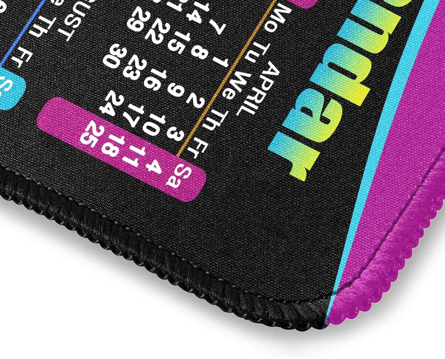 Mouse Pad with Non-Slip Rubber Base, Waterproof Computer Mousepad with Stitched Edges, Mouse Pads for Computers, Laptop, Gaming, Office & Home, 9.5 x 7.8 in (2026 Calendar Black)