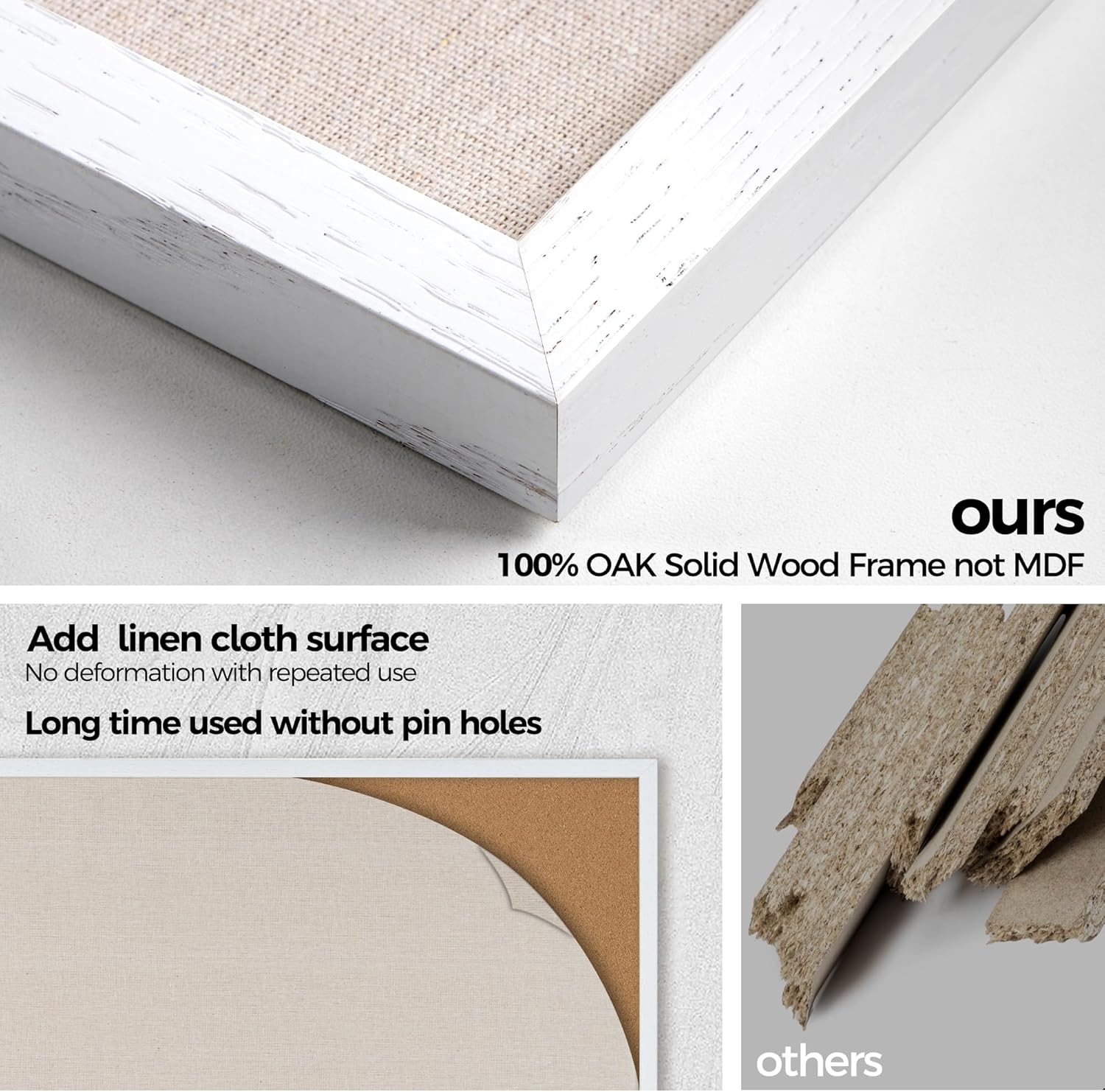 Fun Memories Cork Board Bulletin Board for Office, 24" x 36" Oak Wooden Framed Corkboard, Wall Mounted Notice Pin Board for School Home & Office, White - Lumora Desk