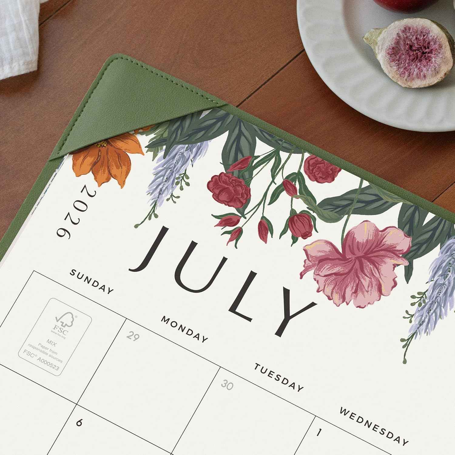 Desk Calendar 2026 with Desktop Mat, Cabbrix Large Desk Pad Calendar 22 x 17 Inch Runs From July 2026 to December 2027, Classic Floral Design Calendar 2026 for Home School and Office (Green)